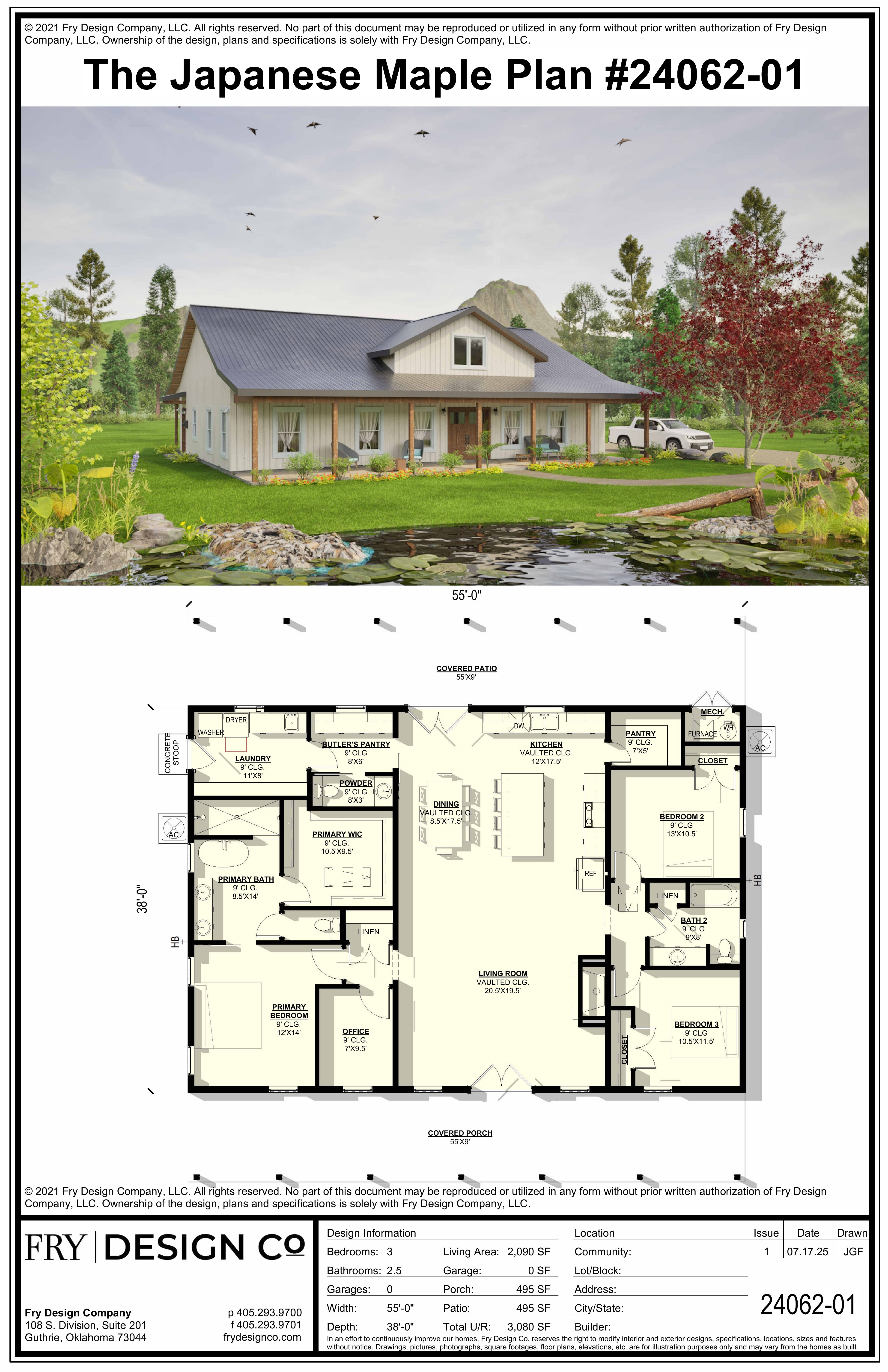 Japanese Maple Modern Farmhouse Barndominium House Plan – Fry