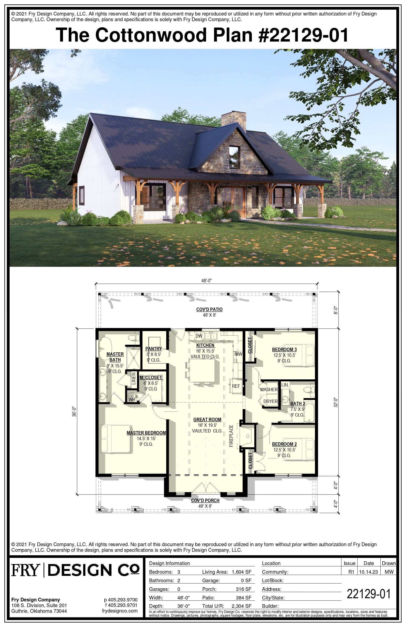 Cottonwood #1 Plan (3/2/0 1,604 SF)