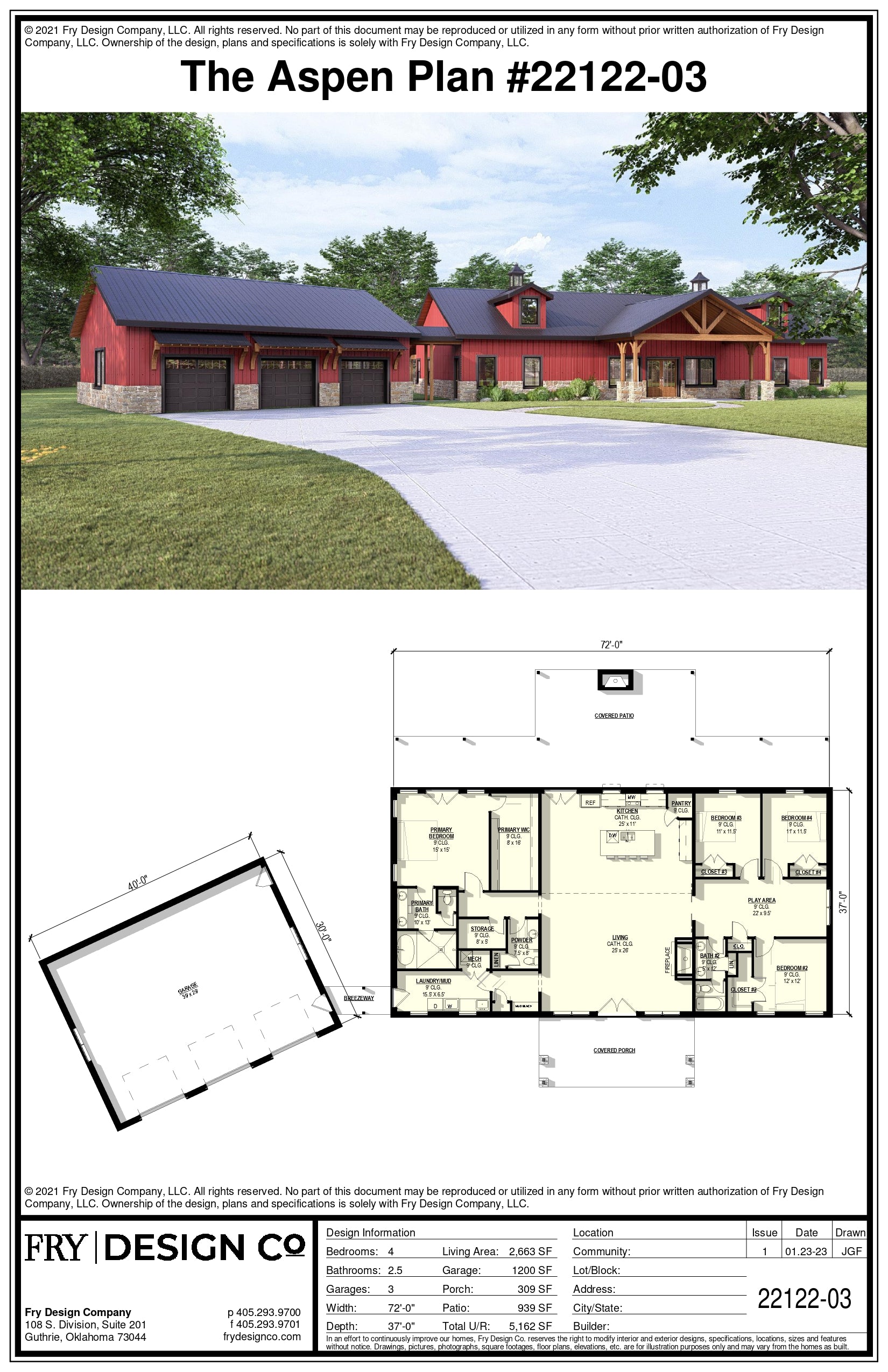 Aspen #3 Plan (4/2.5/4 2,663 SF)