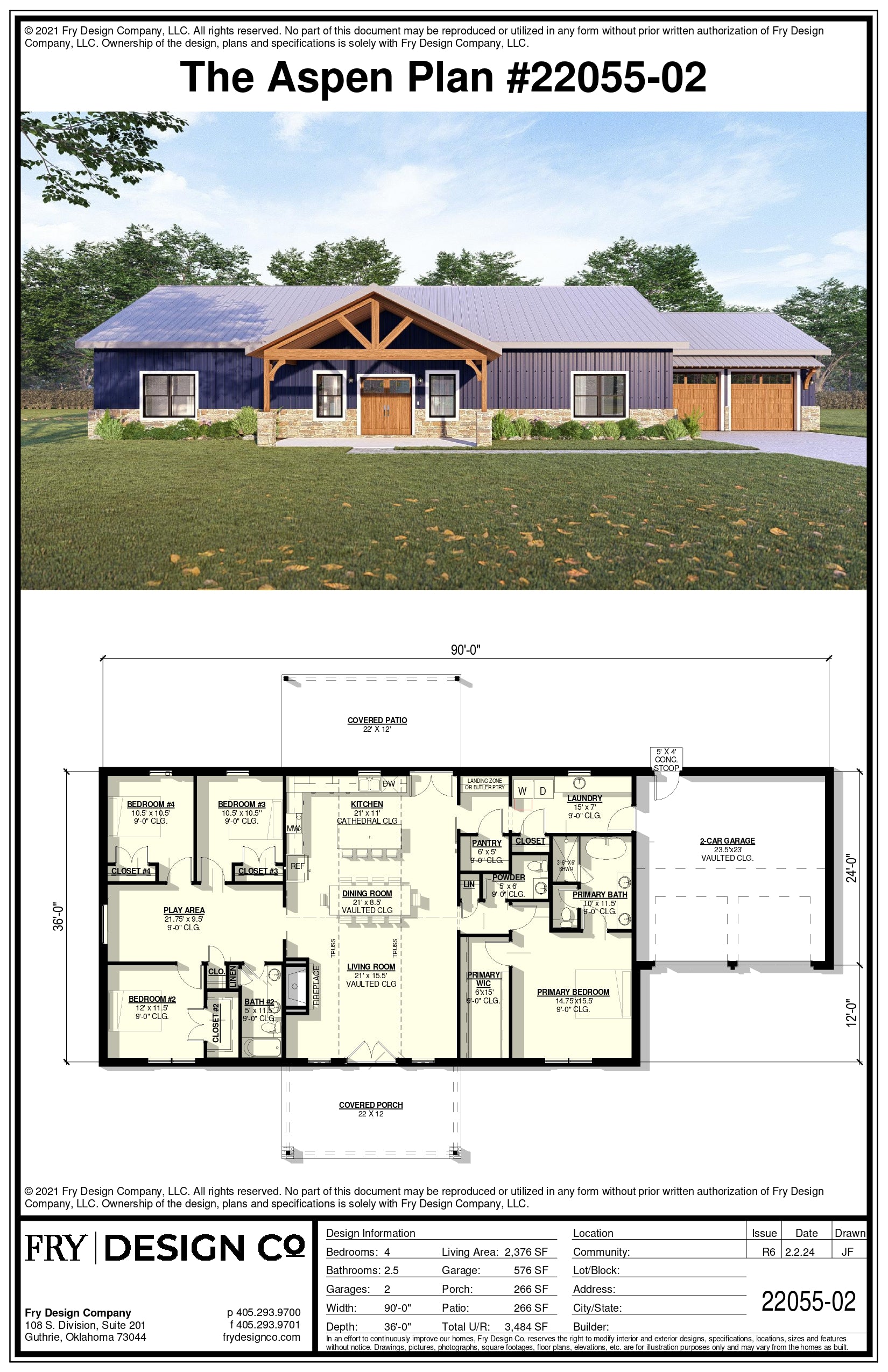 Aspen #2 Plan (4/2.5/2 2,376 SF)
