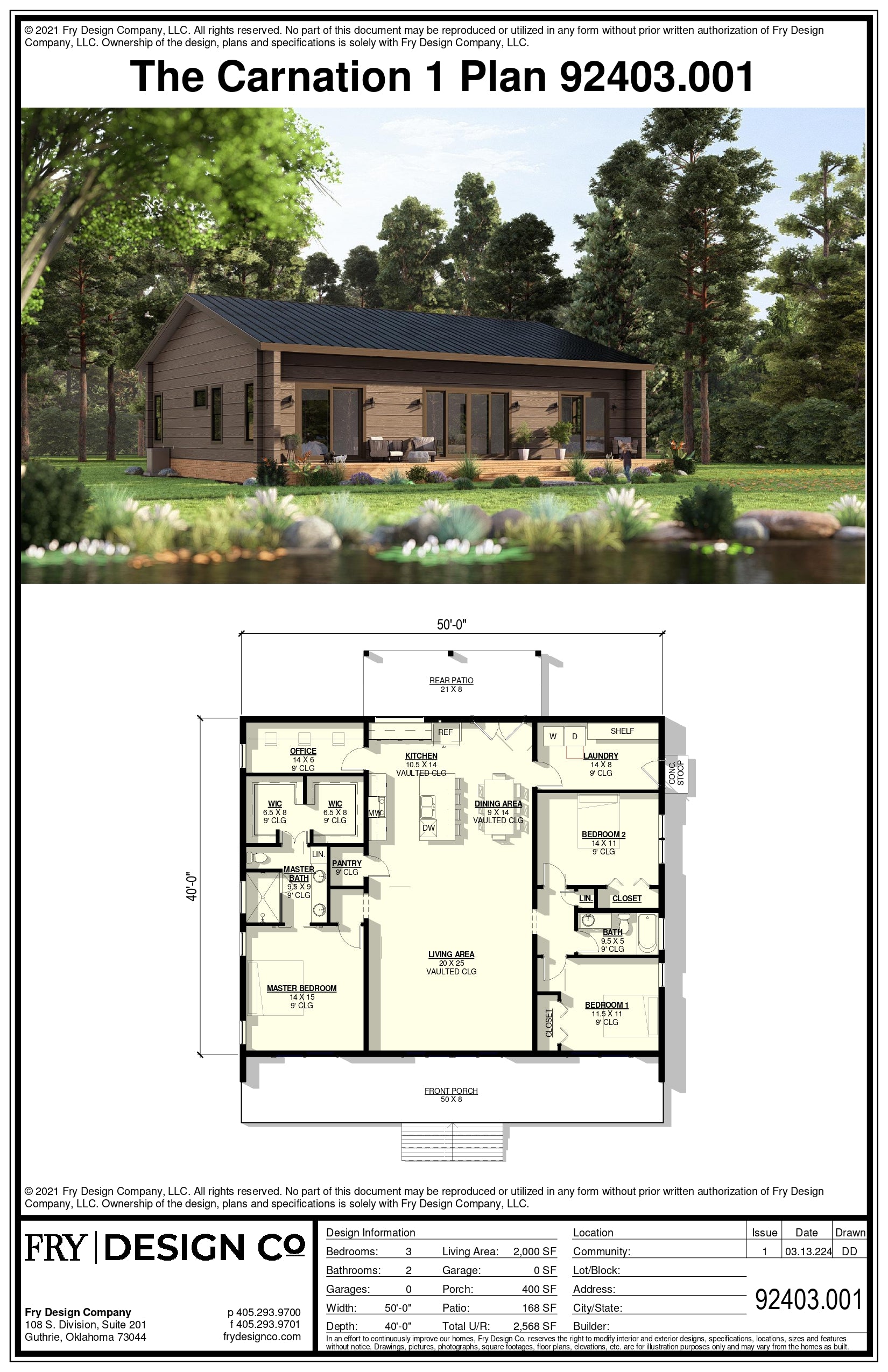 Carnation 1 Plan (3/2/0 2,000 SF)