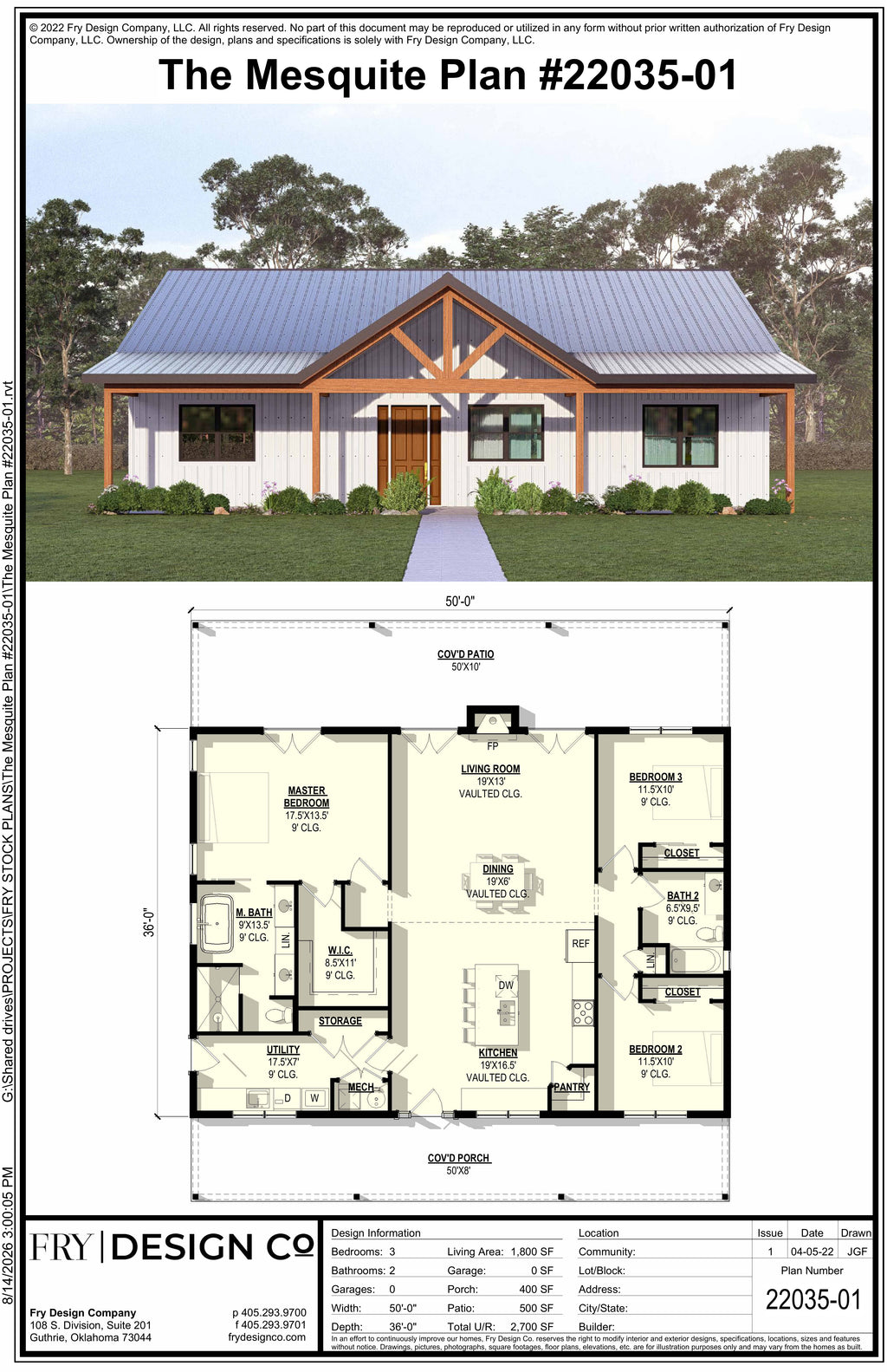 Mesquite Plan (3/2/0 1,800 SF)