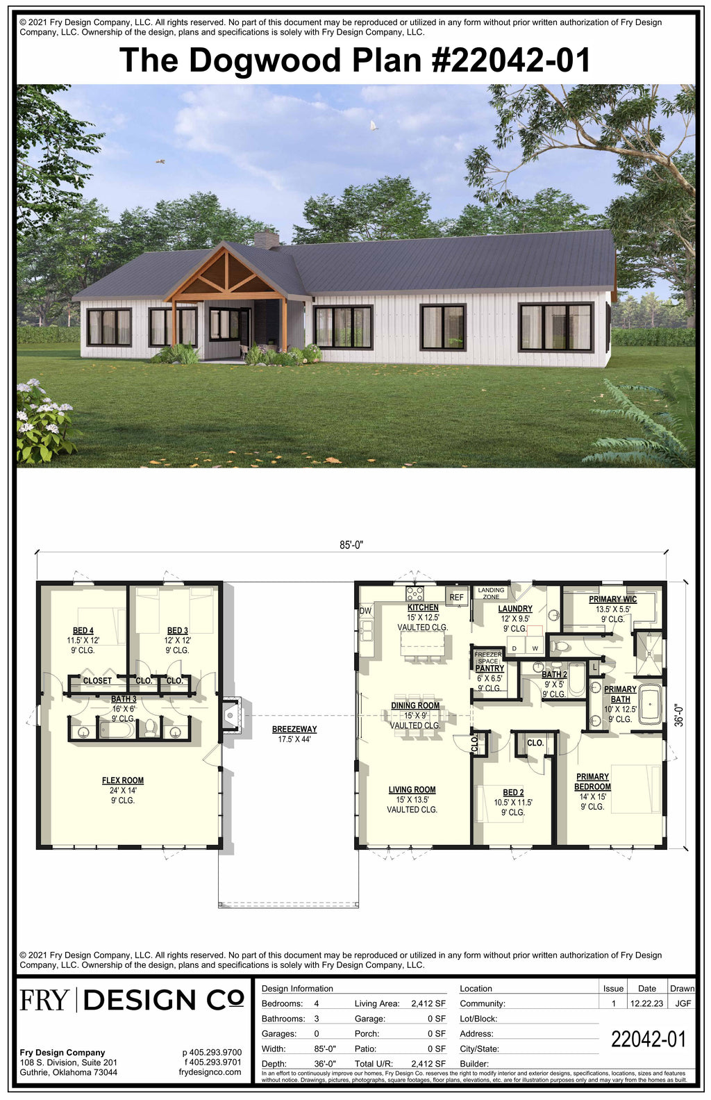 Dogwood Plan (4/3/0 2,412 SF)