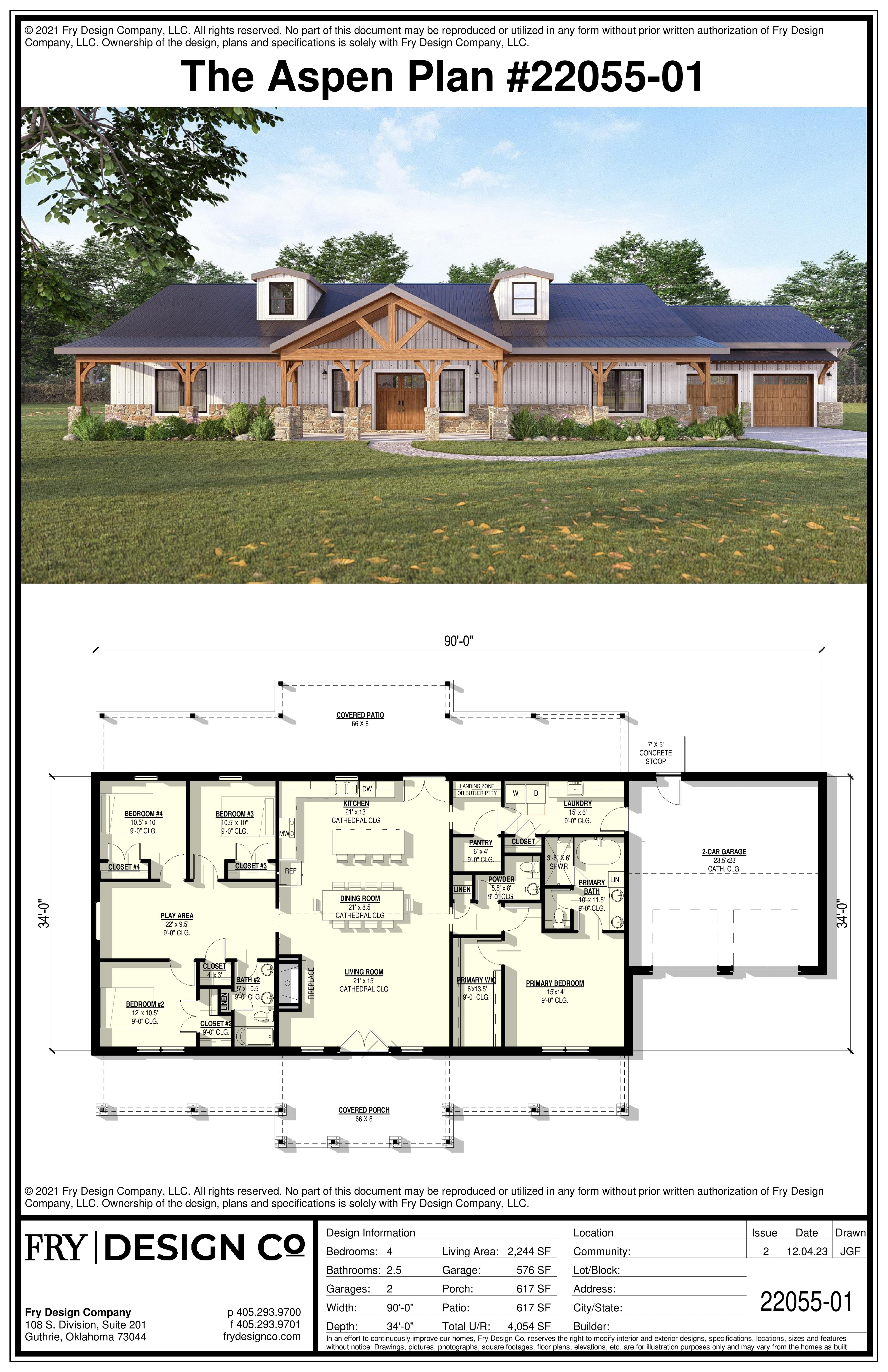 Aspen #1 Plan (4/2.5/2 2,244 SF)