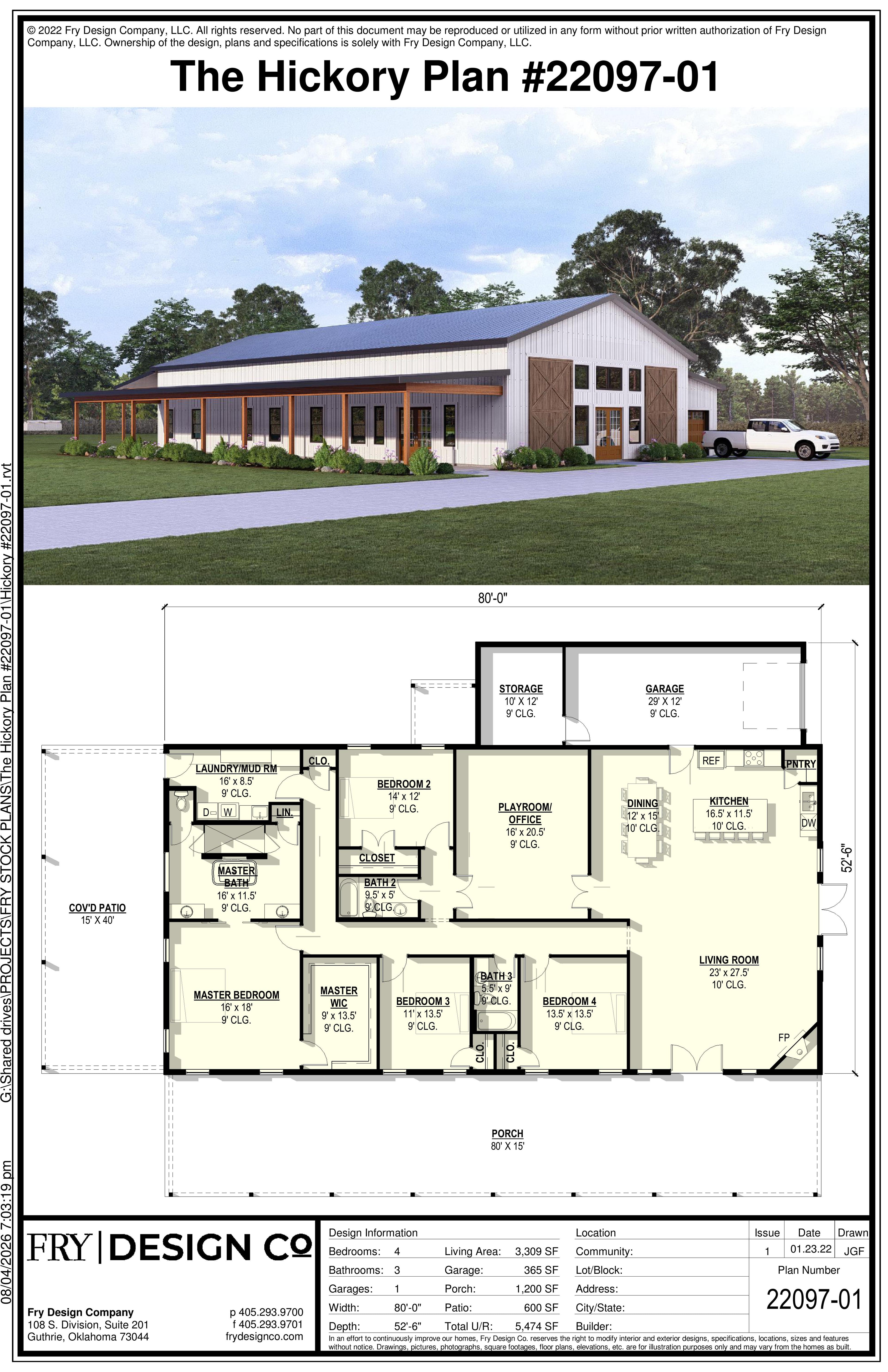 Hickory Plan (4/3/1 3,309 SF)