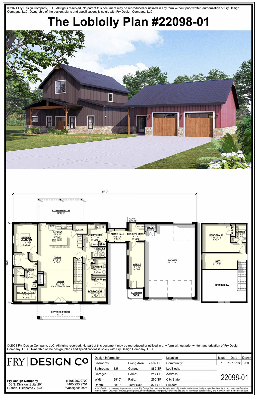 Loblolly Plan (3/3.5/3 2,509 SF)