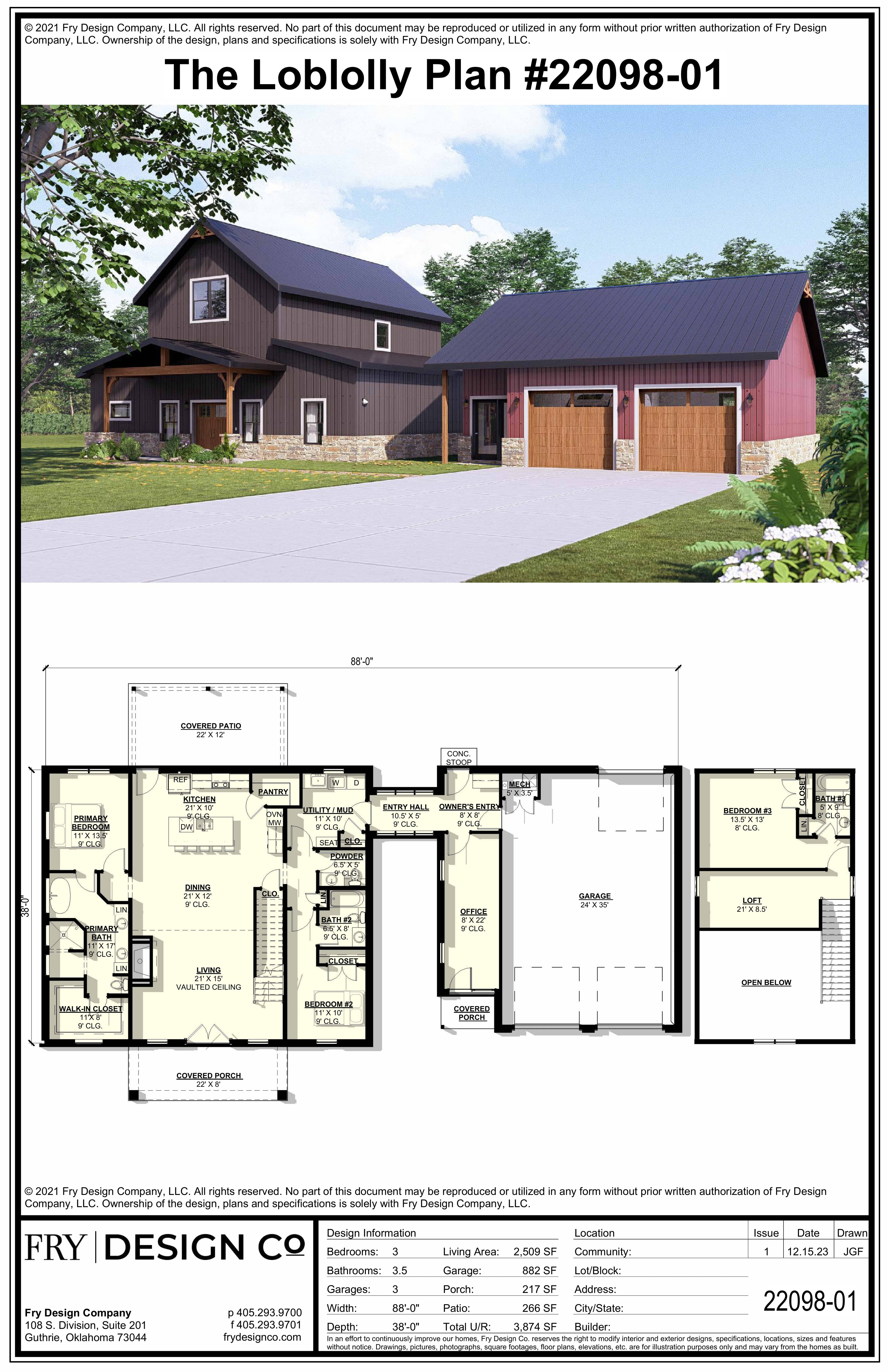 Loblolly Plan (3/3.5/3 2,509 SF)