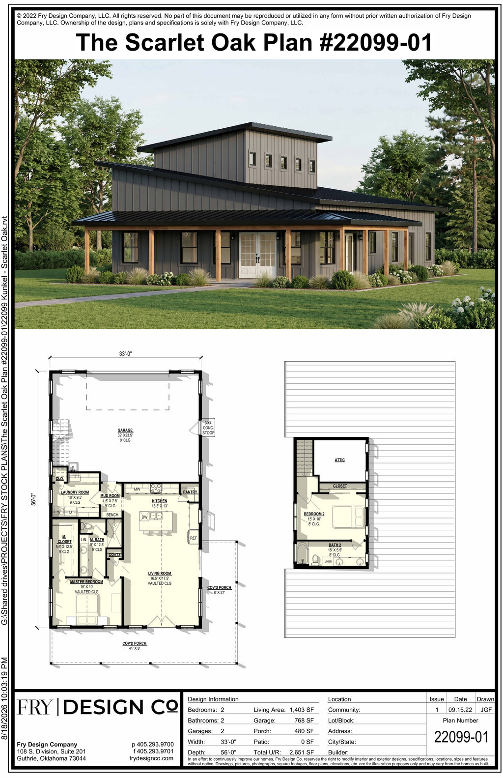 Scarlet Oak Plan (2/2/2 1,403 SF)