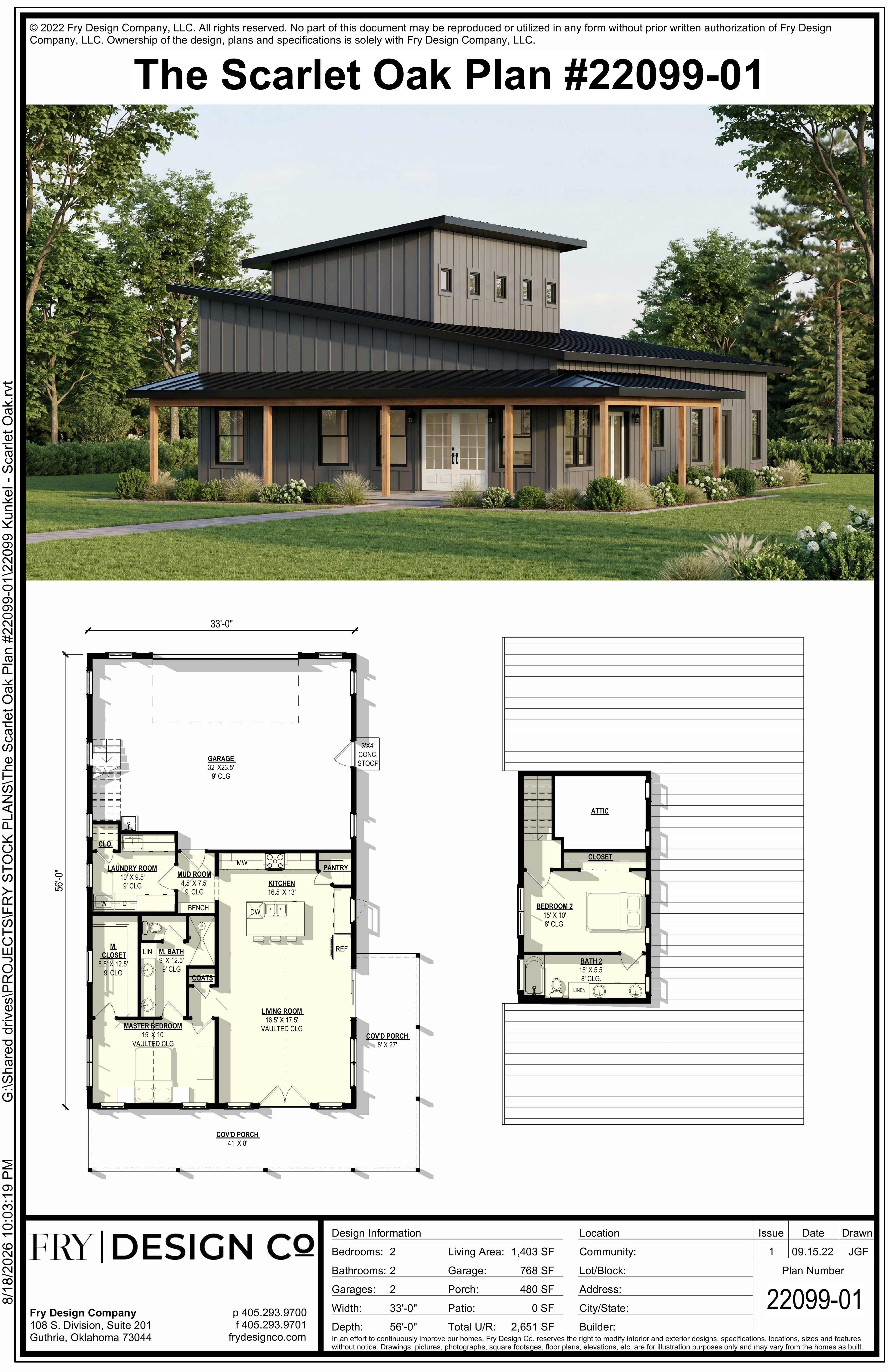 Scarlet Oak Plan (2/2/2 1,403 SF)