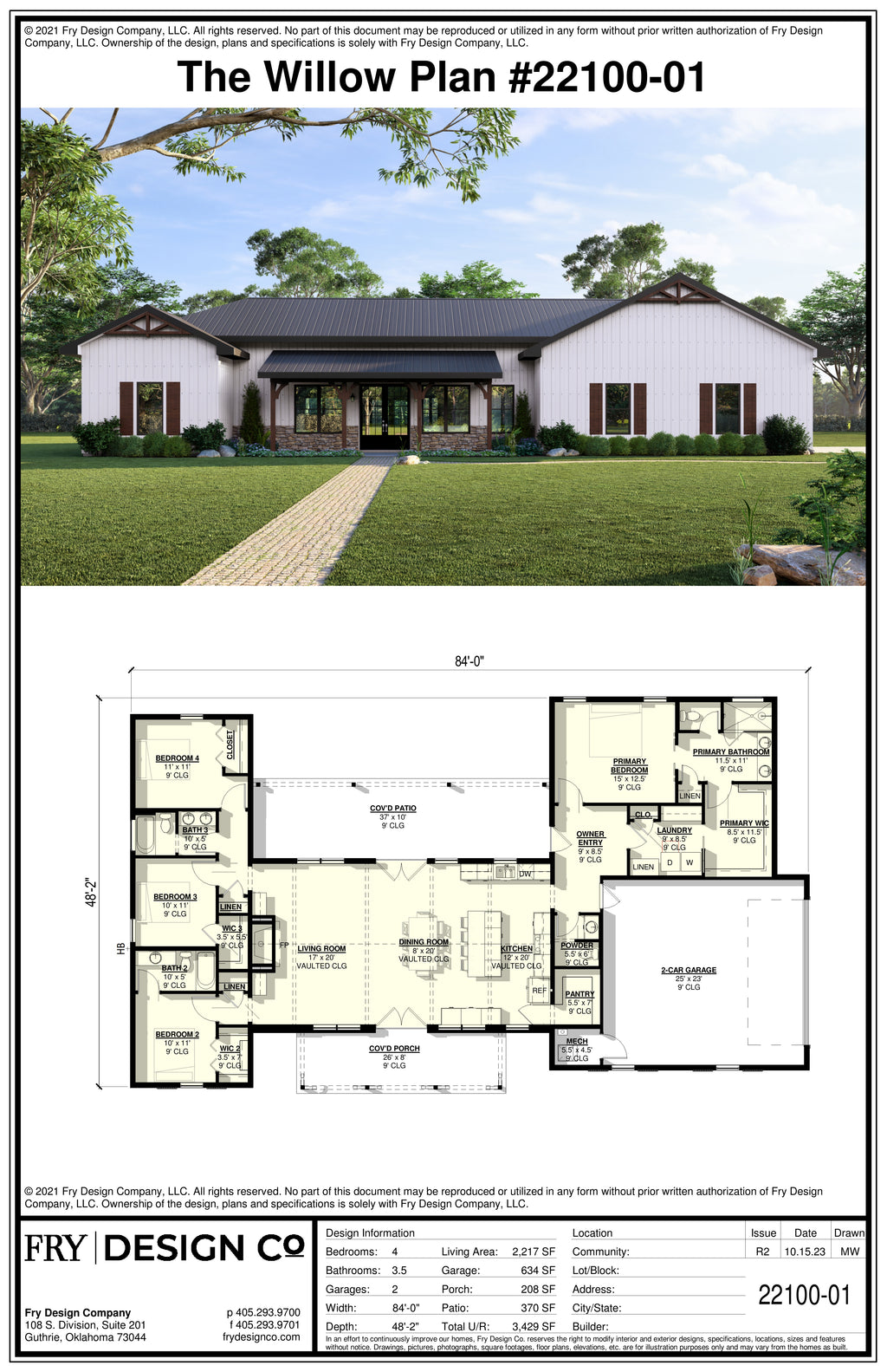 Willow Plan (4/3.5/2 2,217 SF)