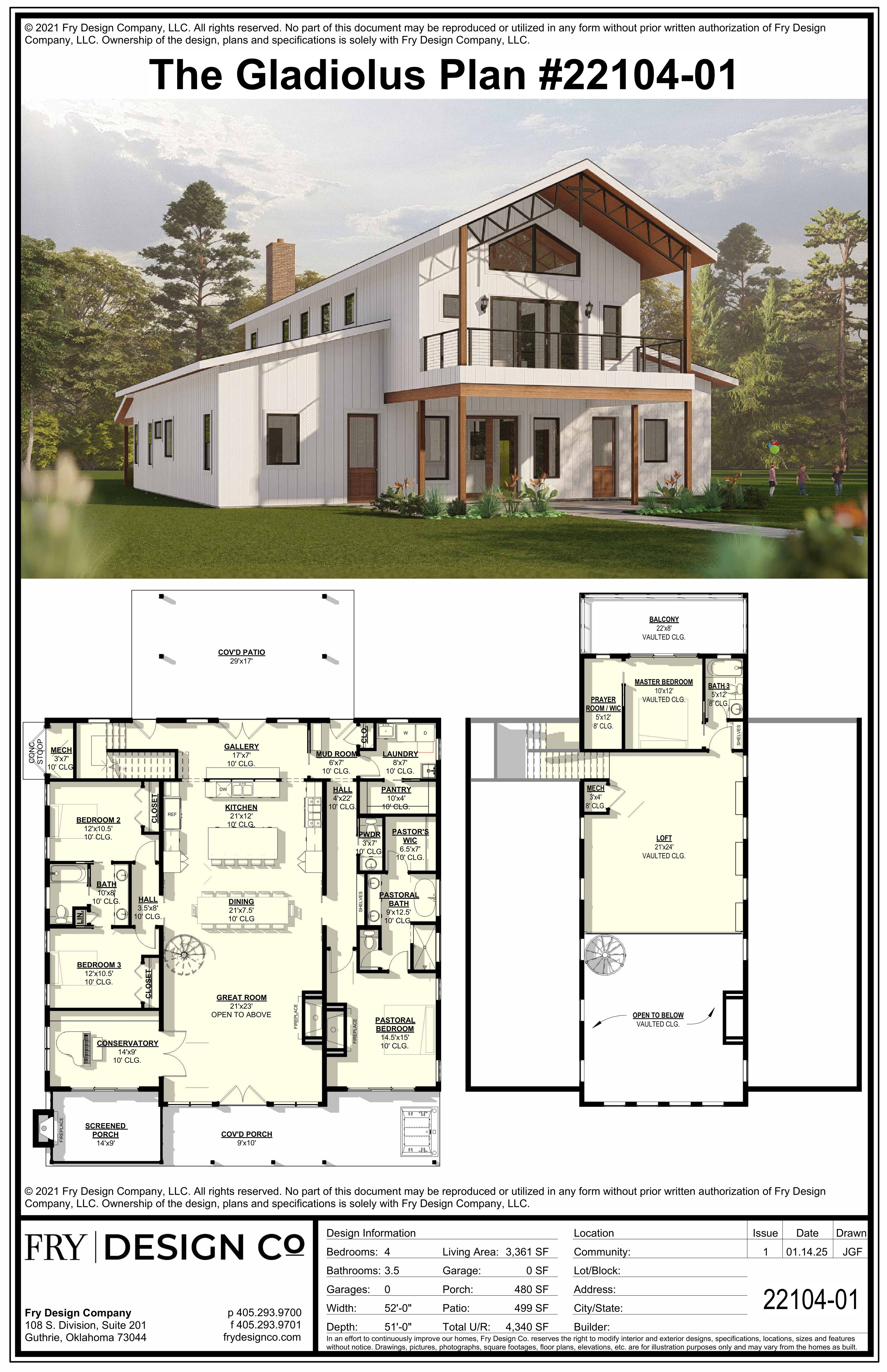 Gladiolus Plan (4/3.5/0 3,361 SF)