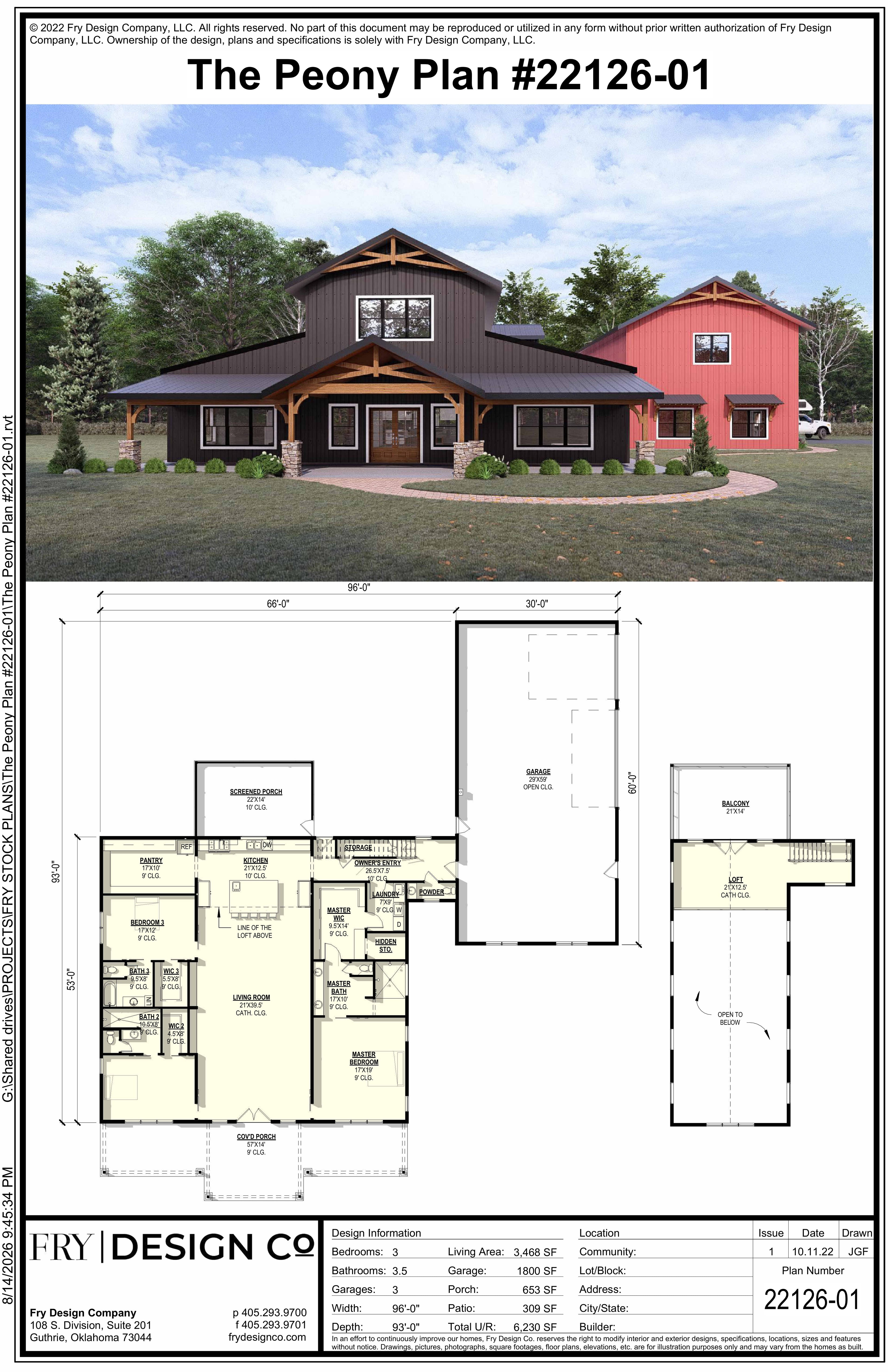 Peony Plan (3/3.5/3 3,468 SF)