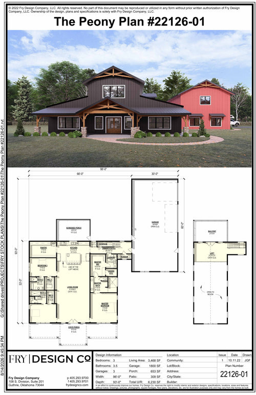 Peony Plan (3/3.5/3 3,468 SF)