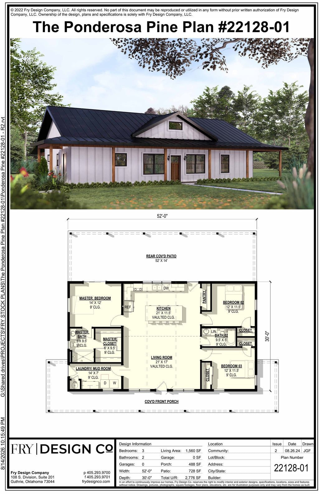 Ponderosa Pine Plan (3/2/0 1,560 SF)