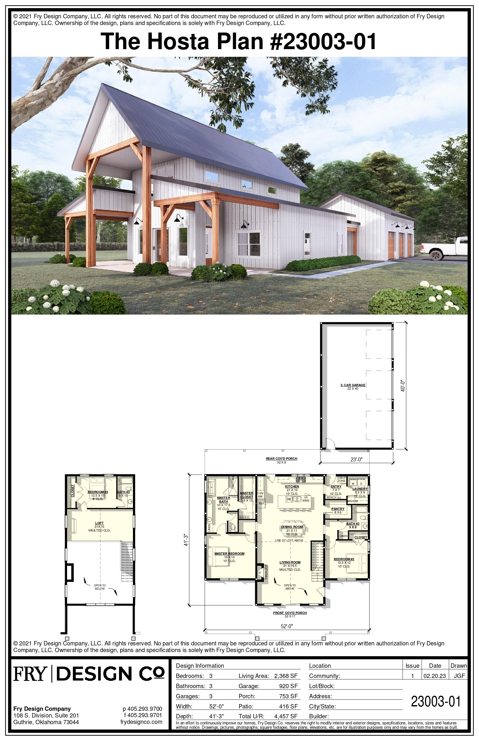 Hosta Plan (3/3/3 2,368 SF)