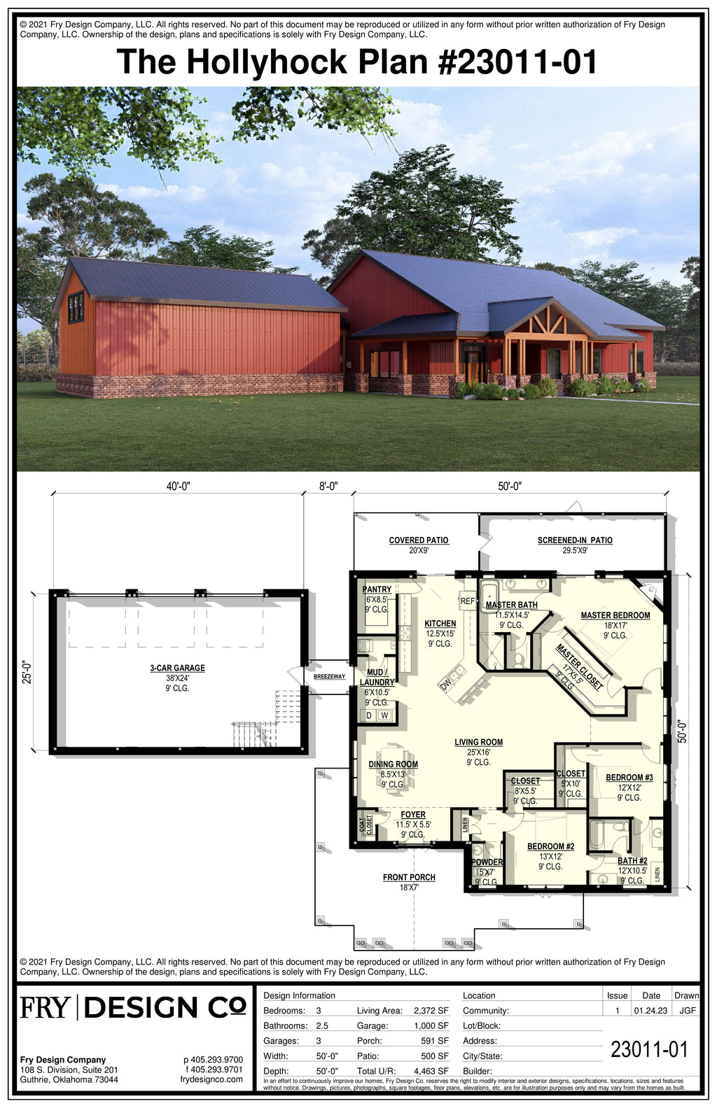Hollyhock Plan (3/2.5/3 2,372 SF)