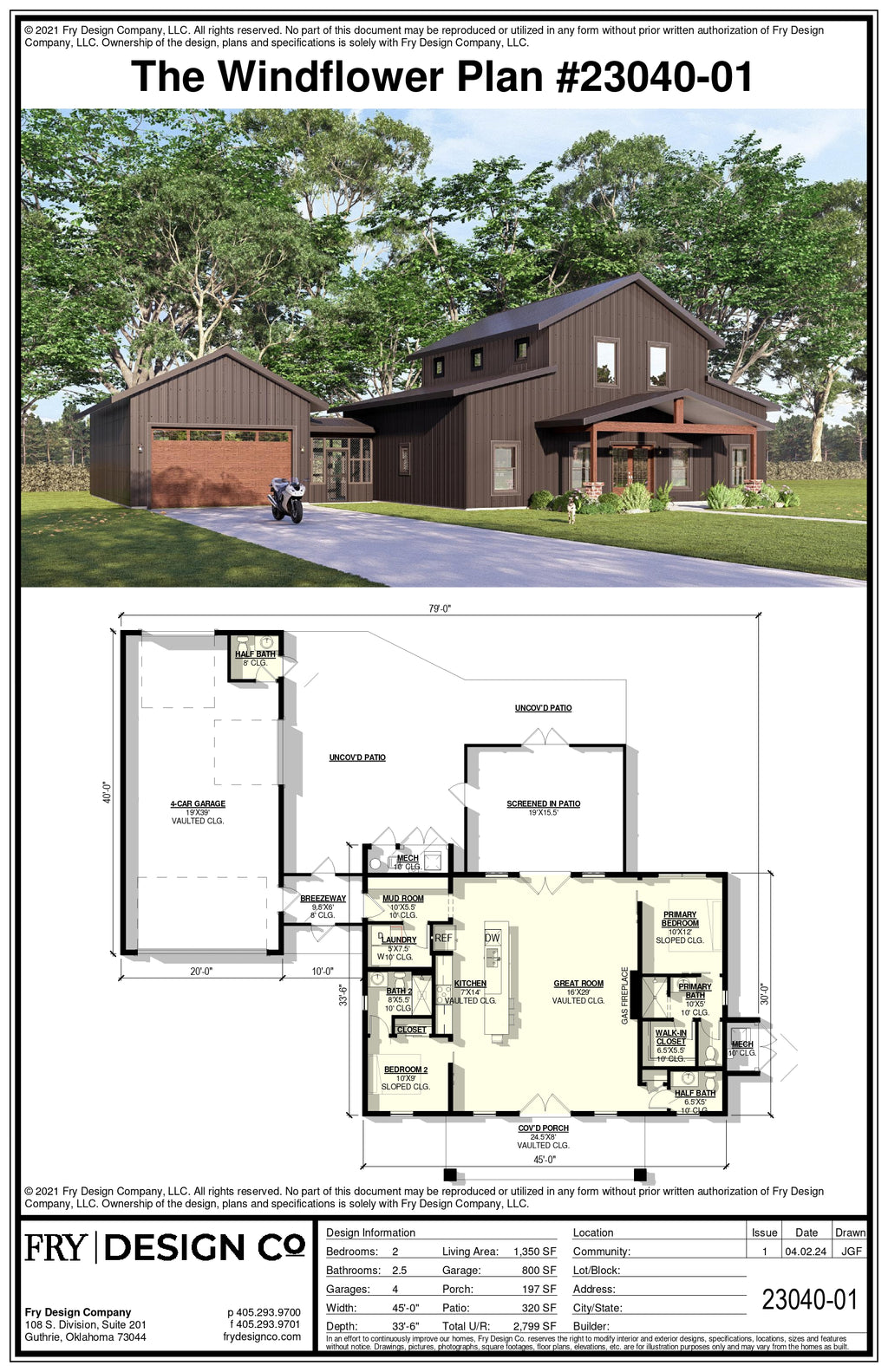 Windflower Plan (2/2.5/4 1,350 SF)