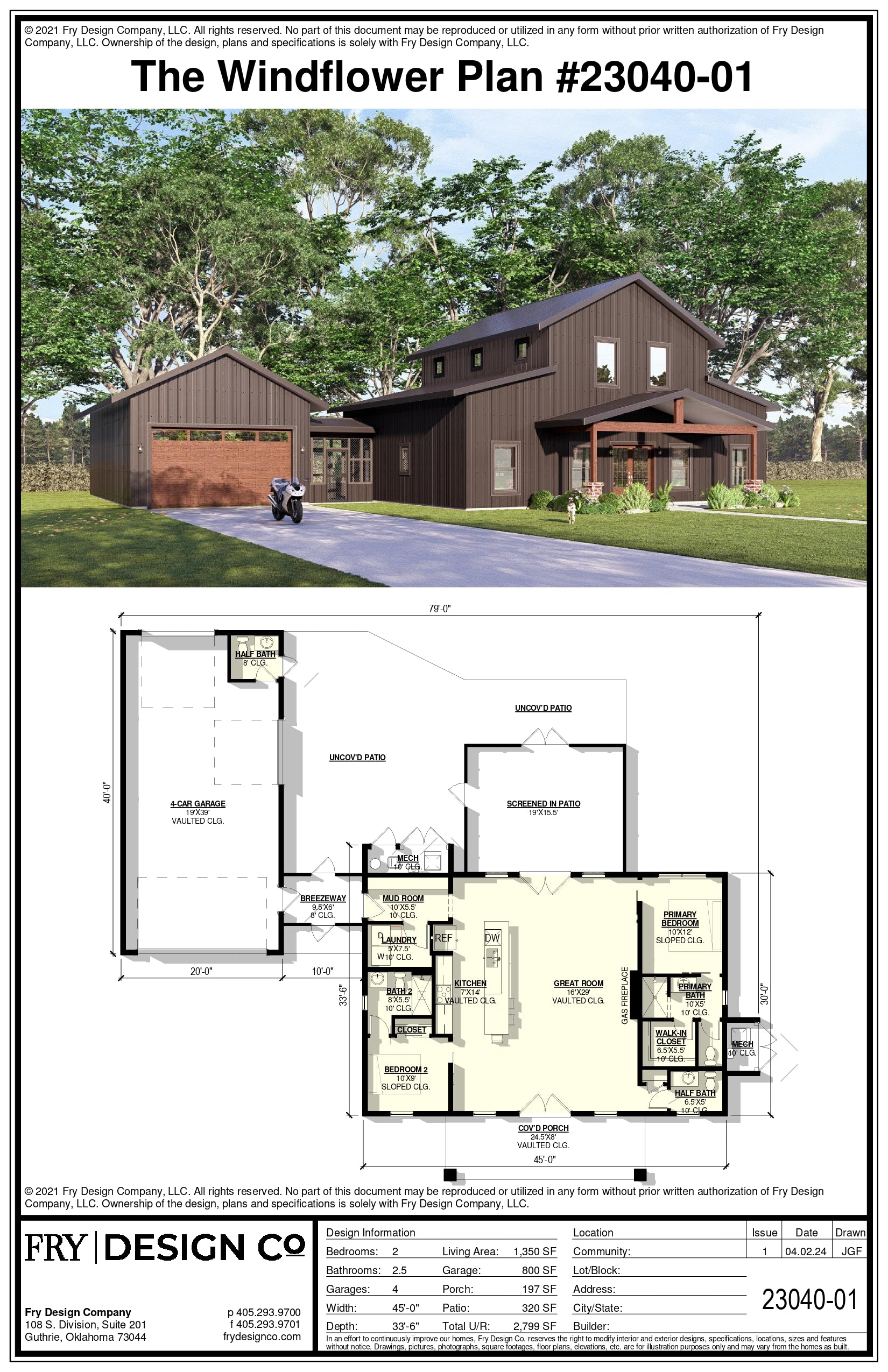 Windflower Plan (2/2.5/4 1,350 SF)
