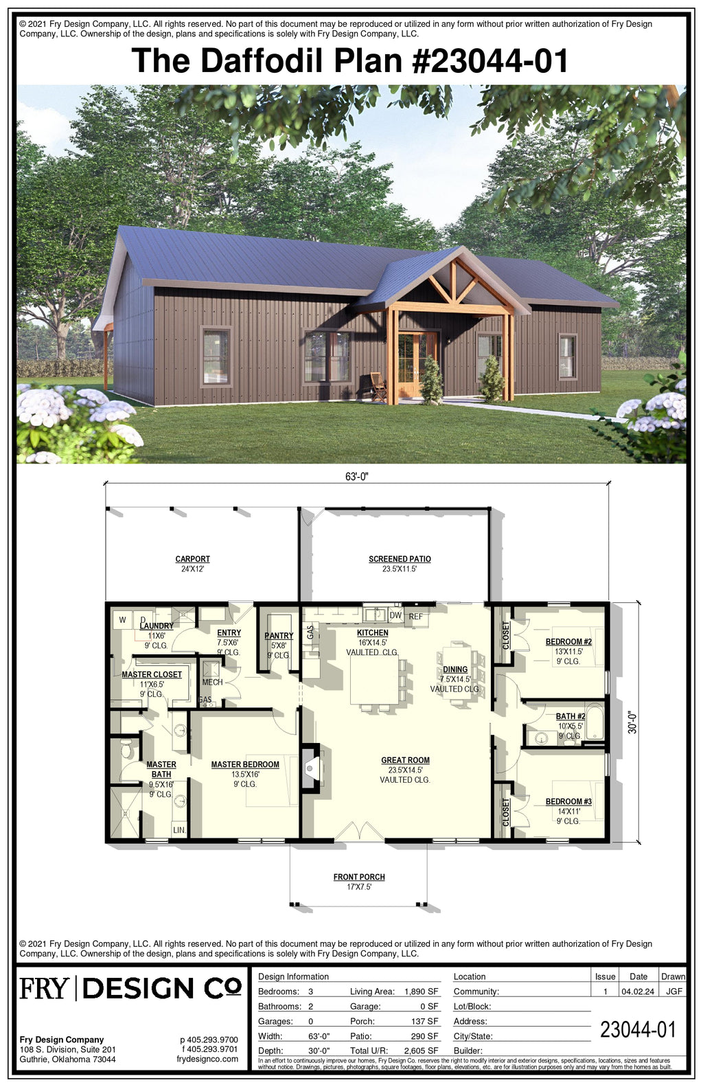 Daffodil Plan (3/2/0 1,890 SF)