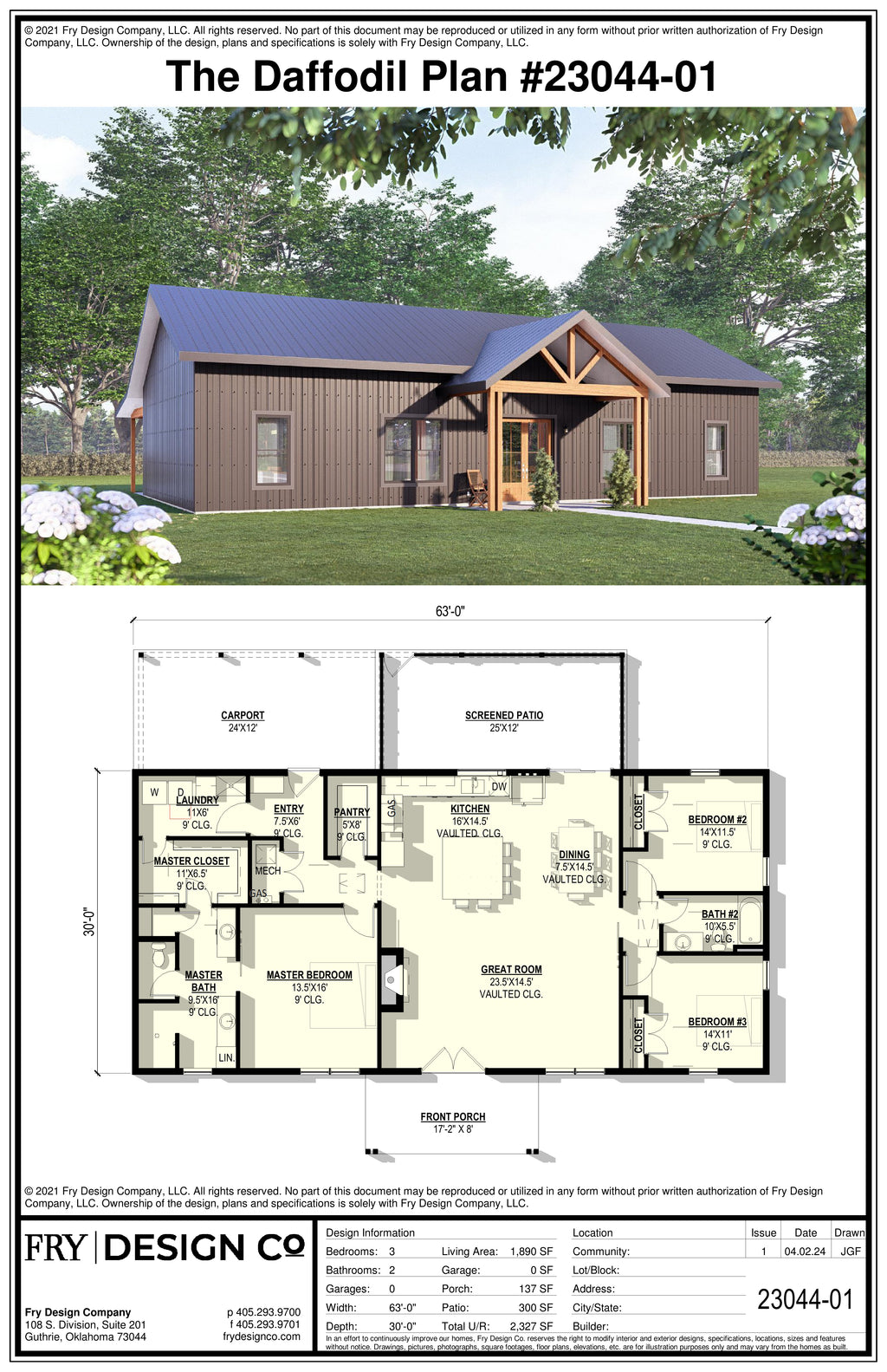 Daffodil Plan (3/2/0 1,890 SF)