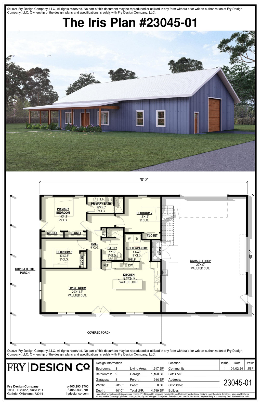 Iris Plan (3/2/3 1,617 SF)