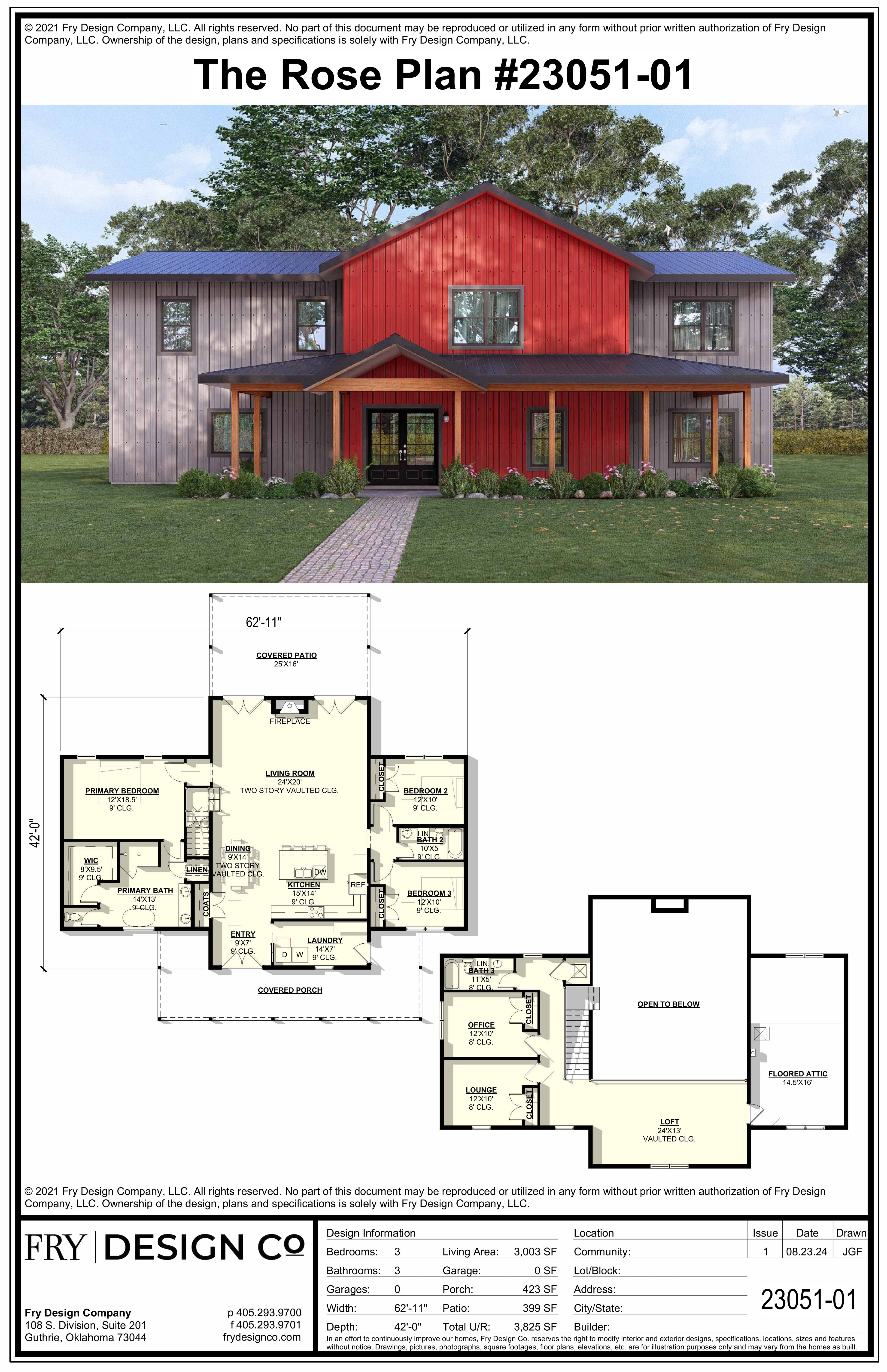 Rose Plan (3/3/0 3,003 SF)