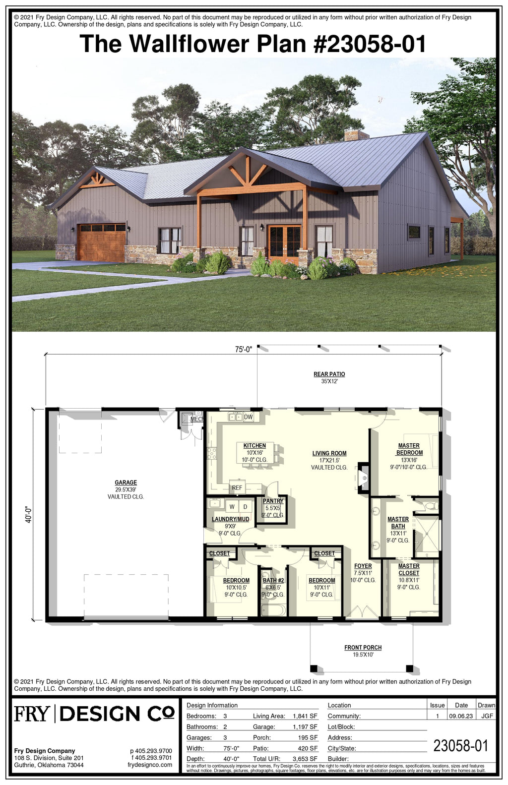 Wallflower Plan (3/2/3 1,841 SF)