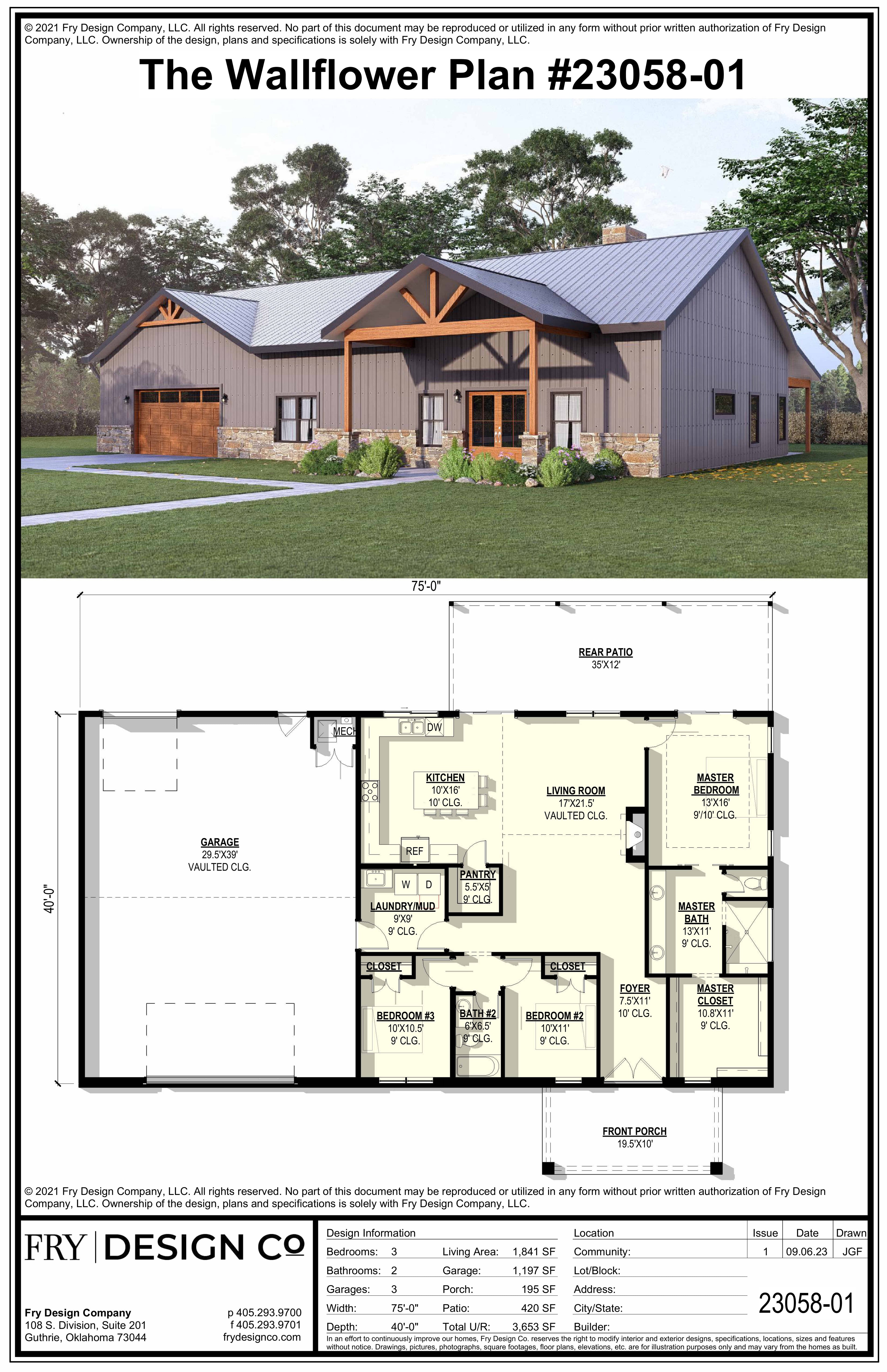 Wallflower Plan (3/2/3 1,841 SF)