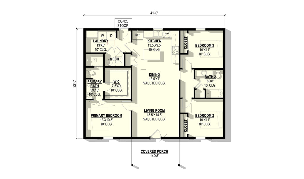 Canna Lily Plan (3/2/0 1,312 SF)
