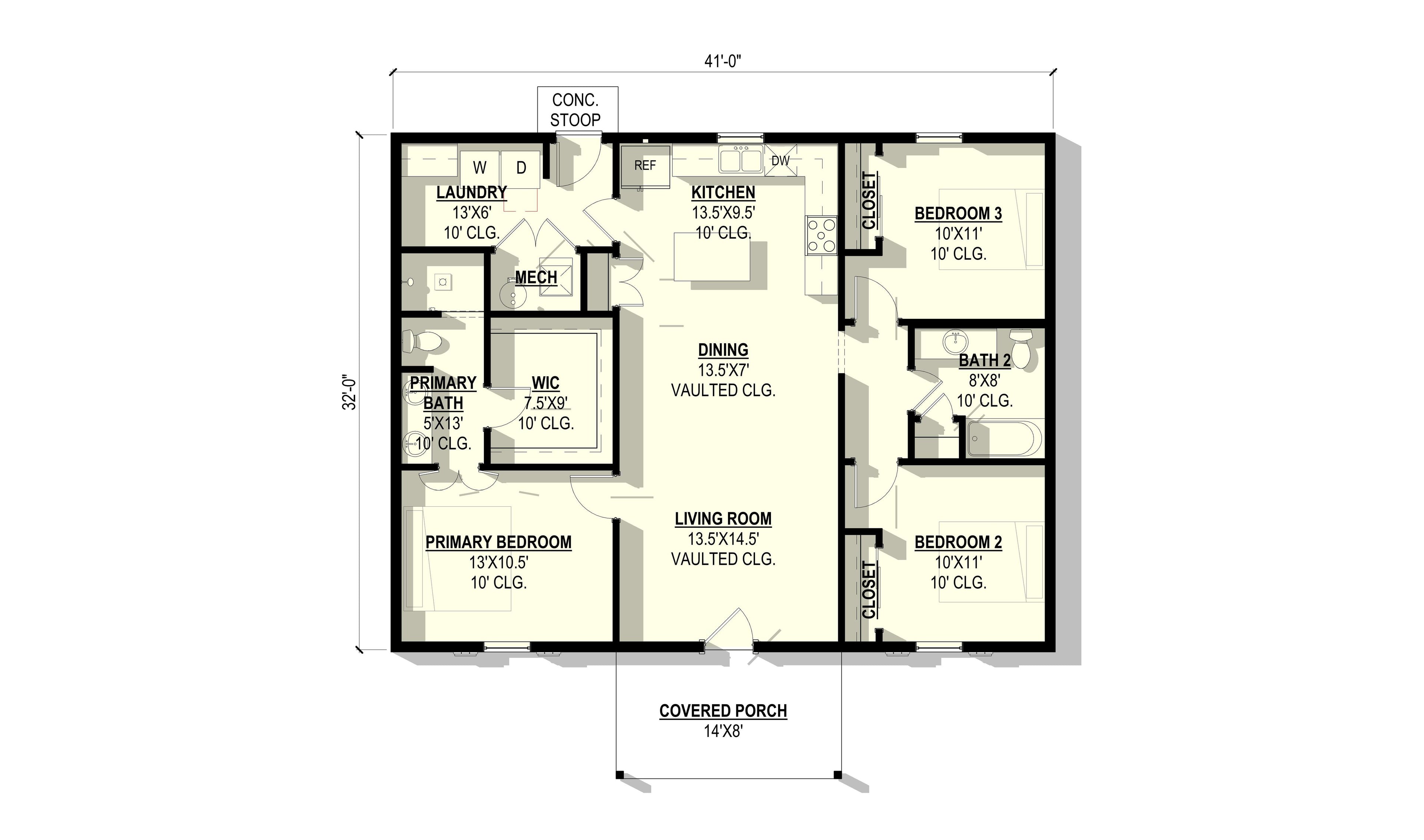 Canna Lily Plan (3/2/0 1,312 SF)