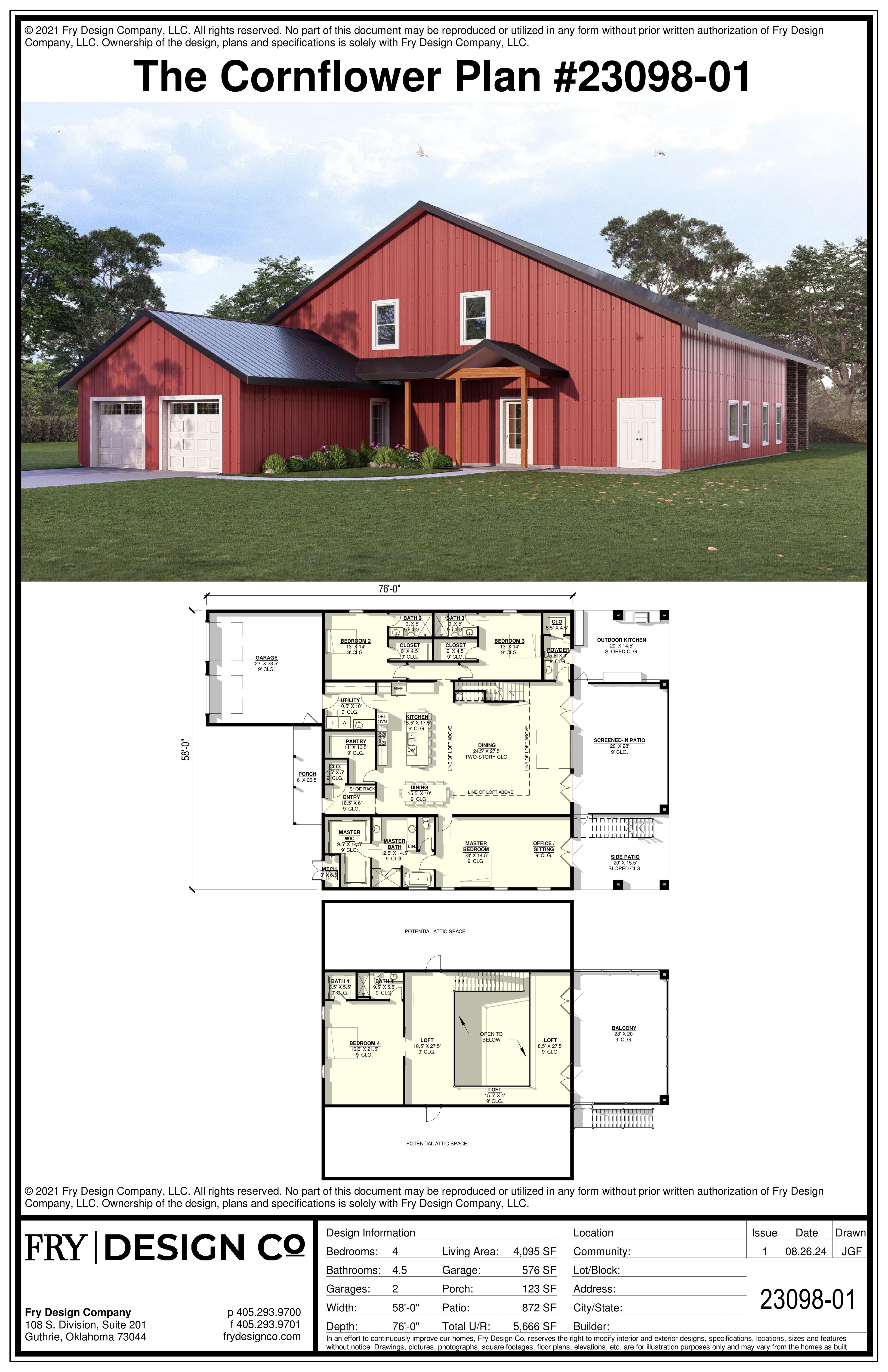 Cornflower Plan (4/4.5/2 4,095 SF)
