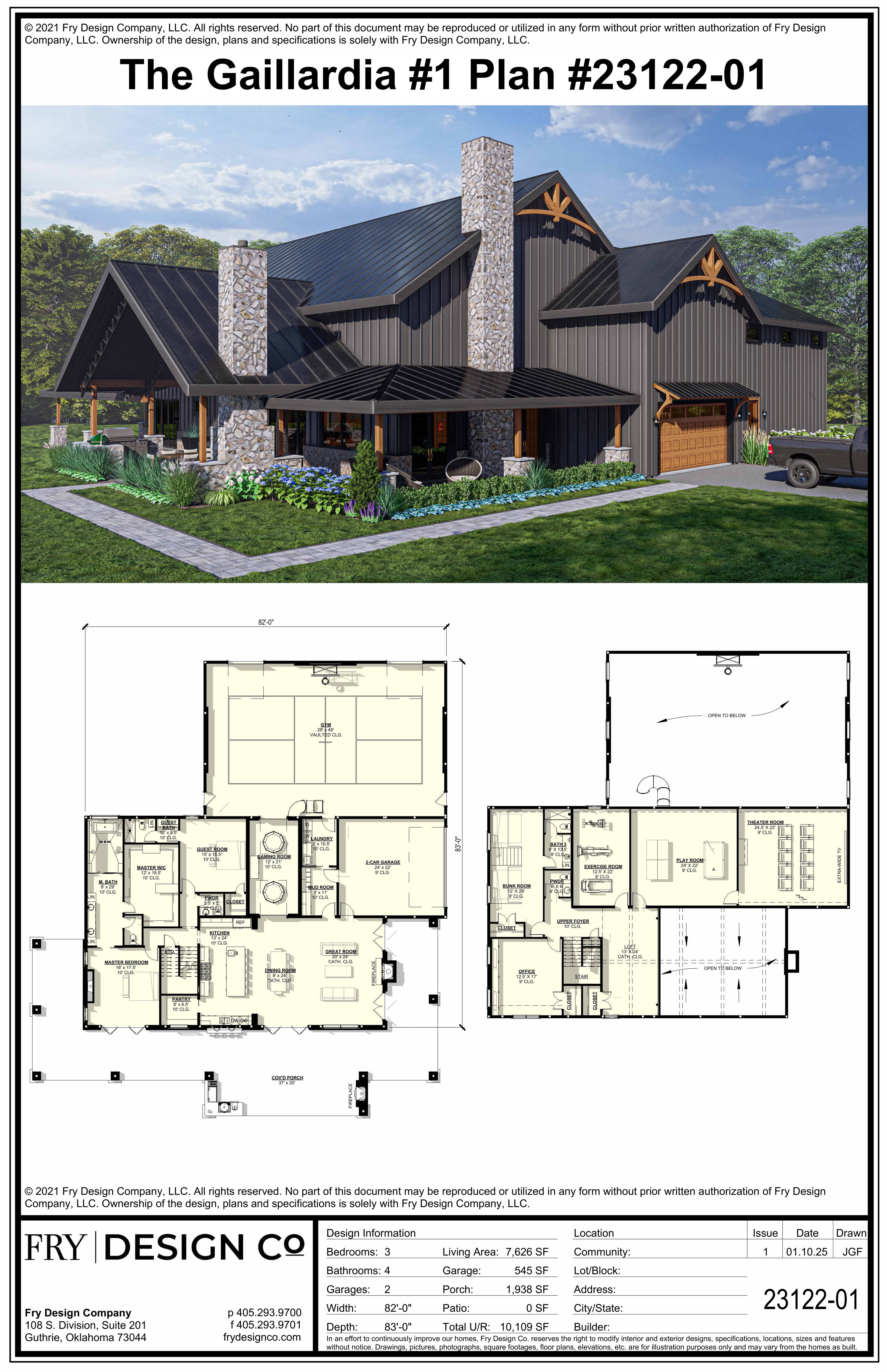 Gaillardia #1 Plan (3/4/2 7,626 SF)