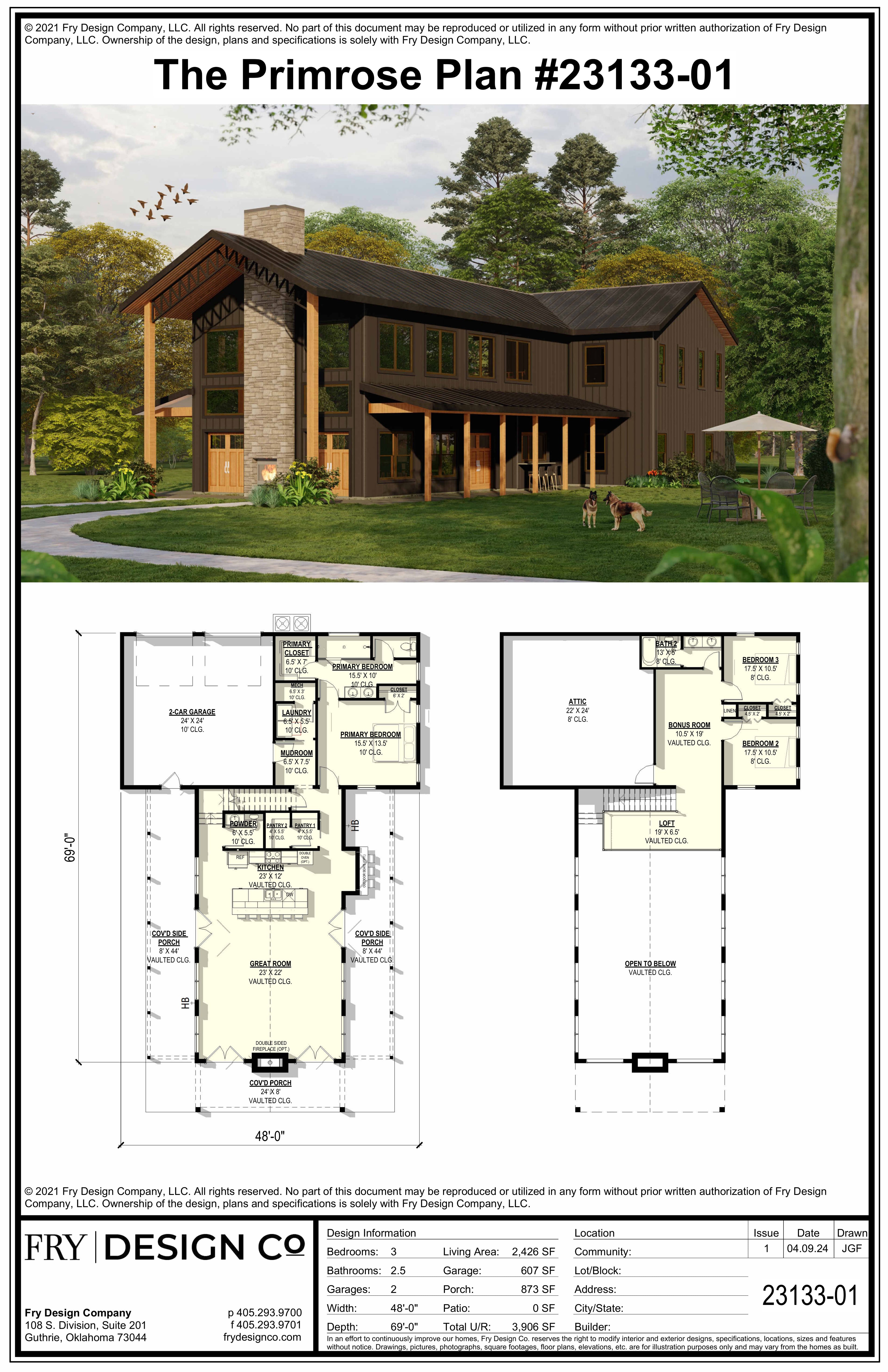 Primrose Plan (3/2.5/2 2,426 SF)