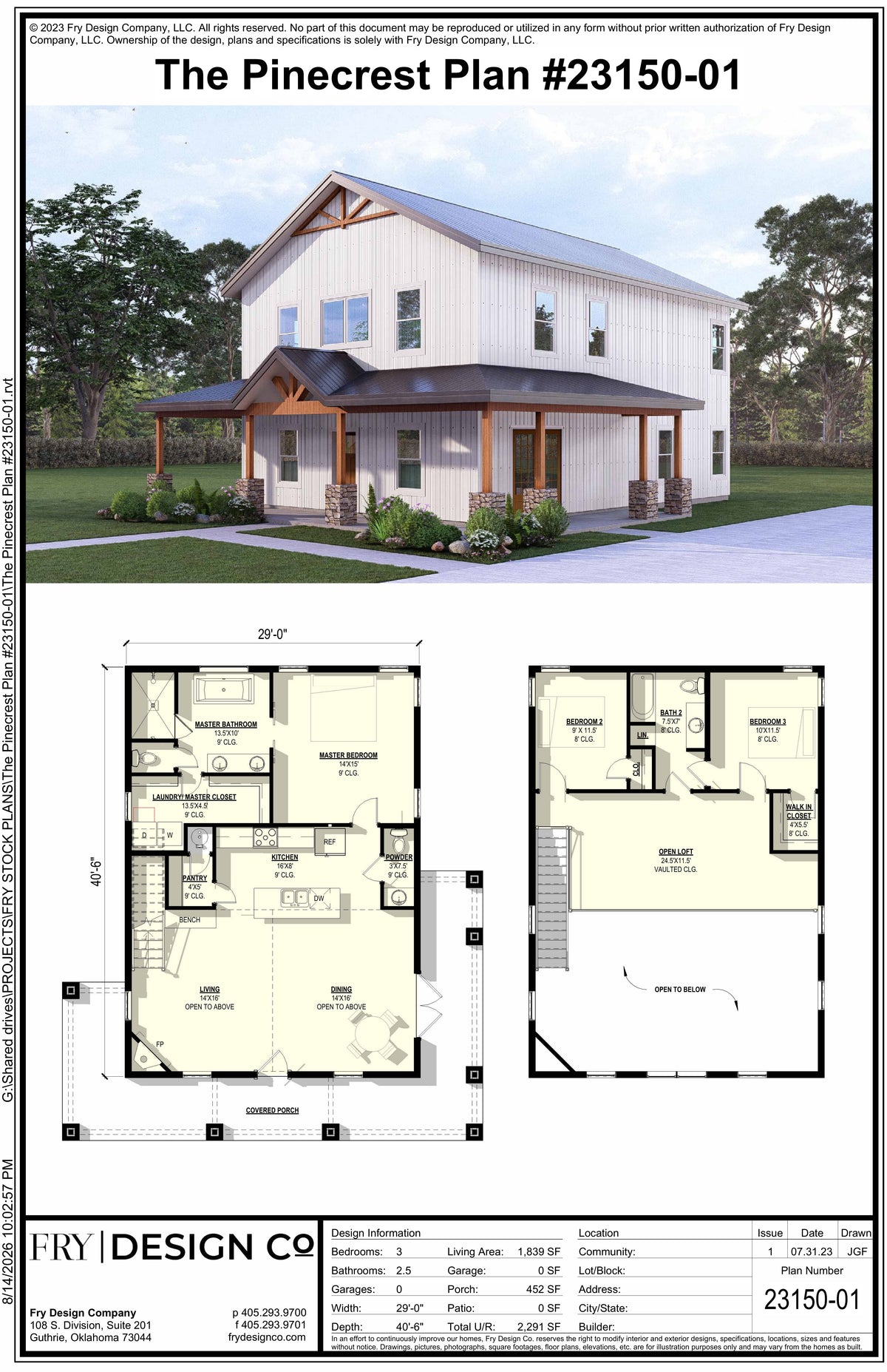 Pinecrest Plan (3/2.5/0 1,839 SF)