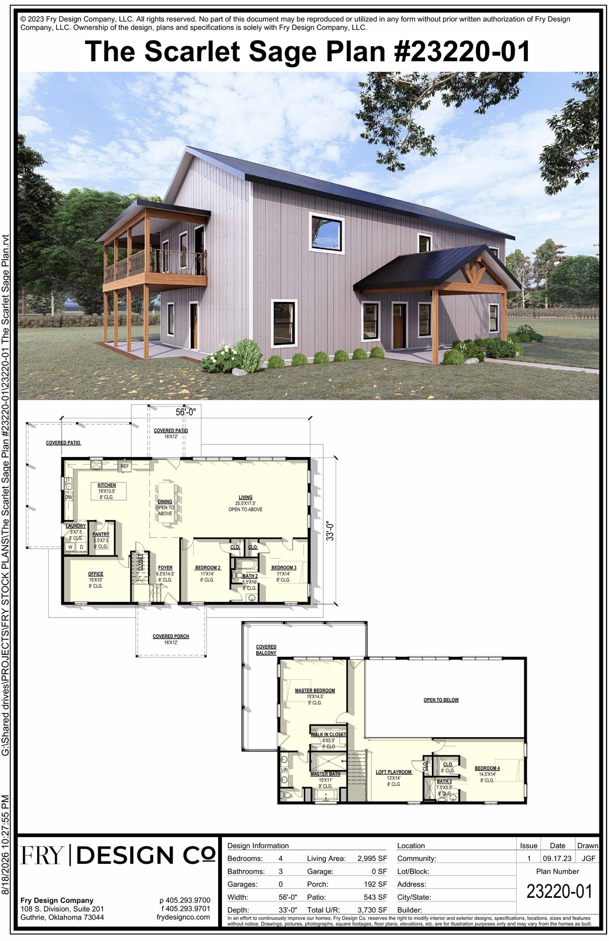 Scarlet Sage Plan (4/3/0 2,995 SF)
