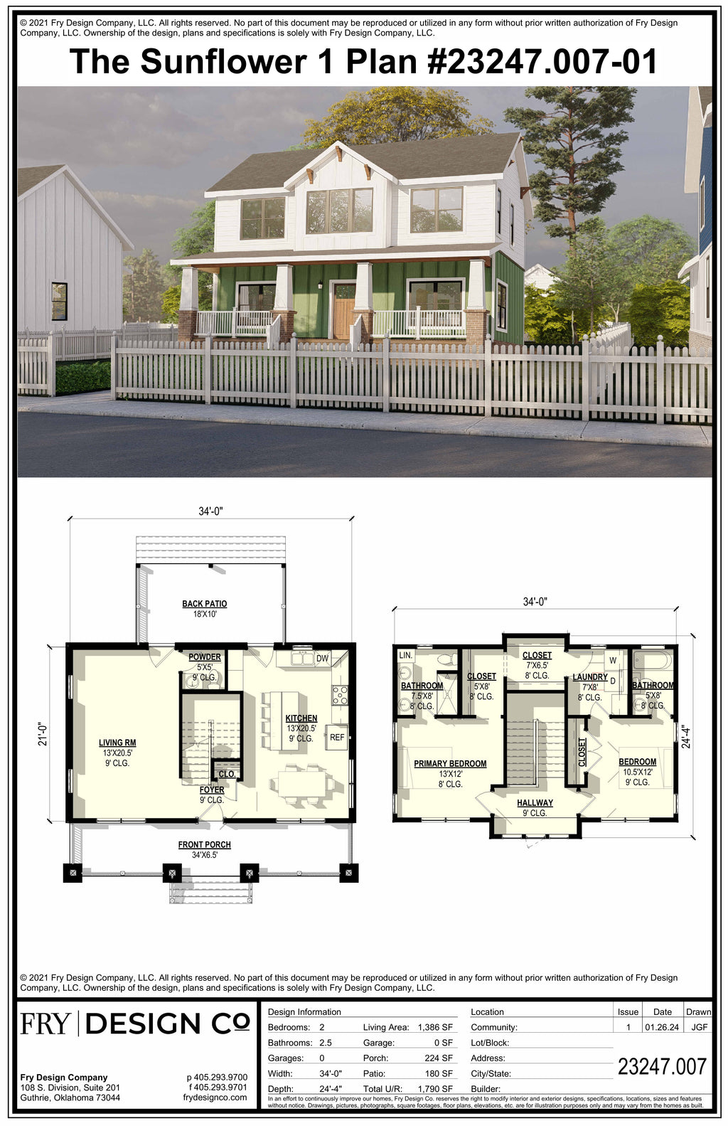 Sunflower #1 Plan (2/2.5/0 1,386 SF)