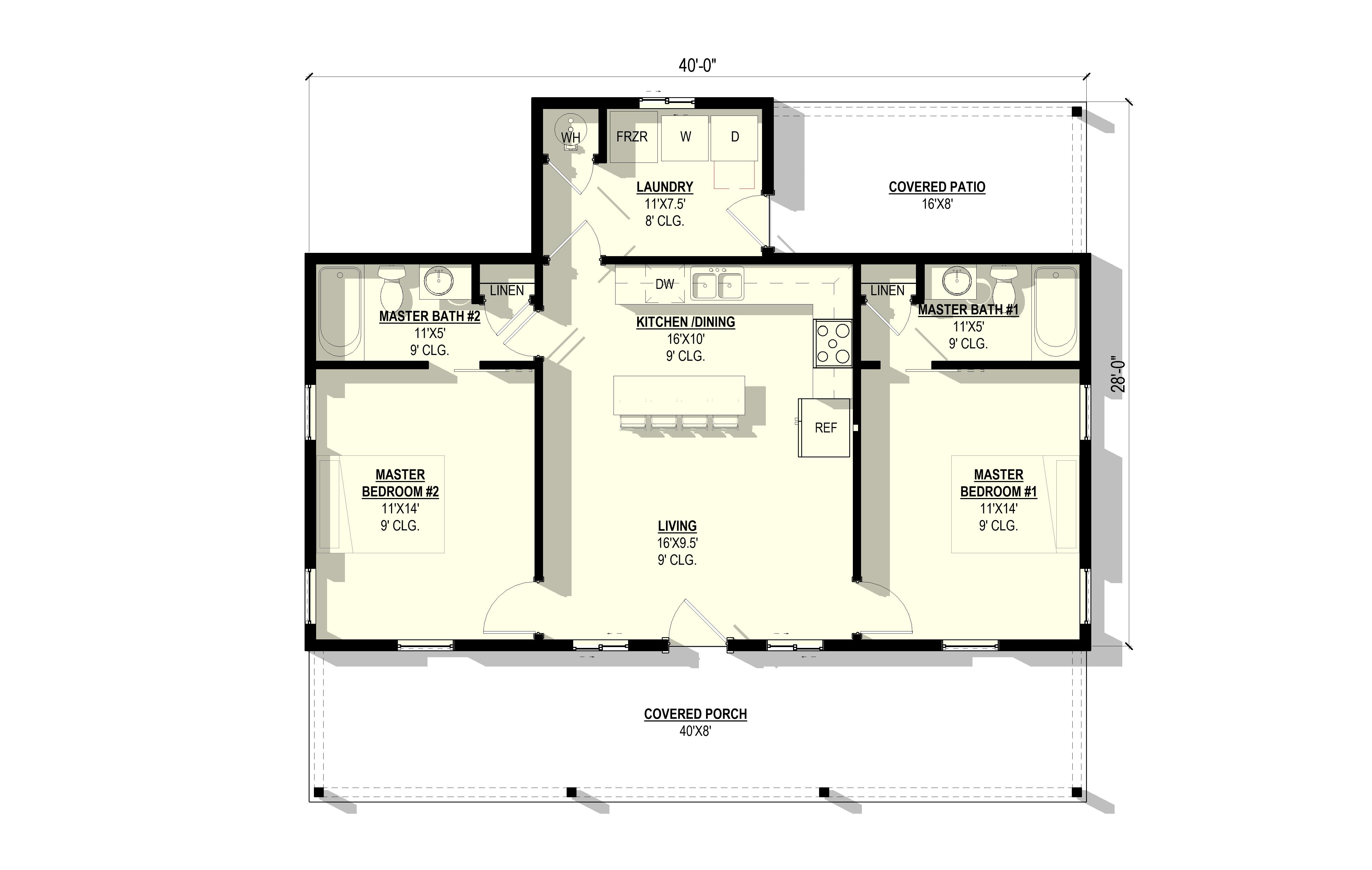 Mayflower Plan (2/2/0 896 SF)