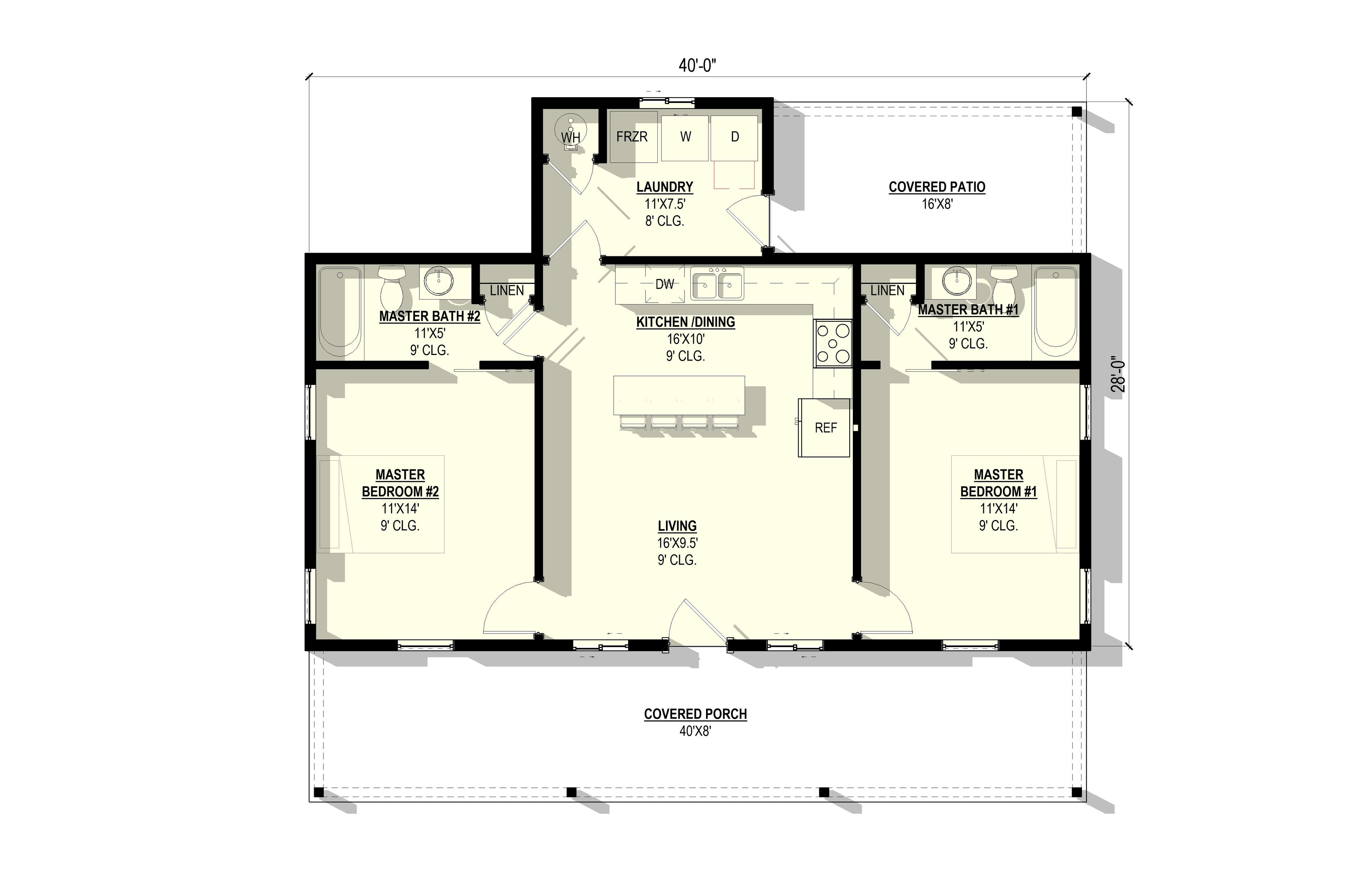 Mayflower Plan (2/2/0 896 SF)