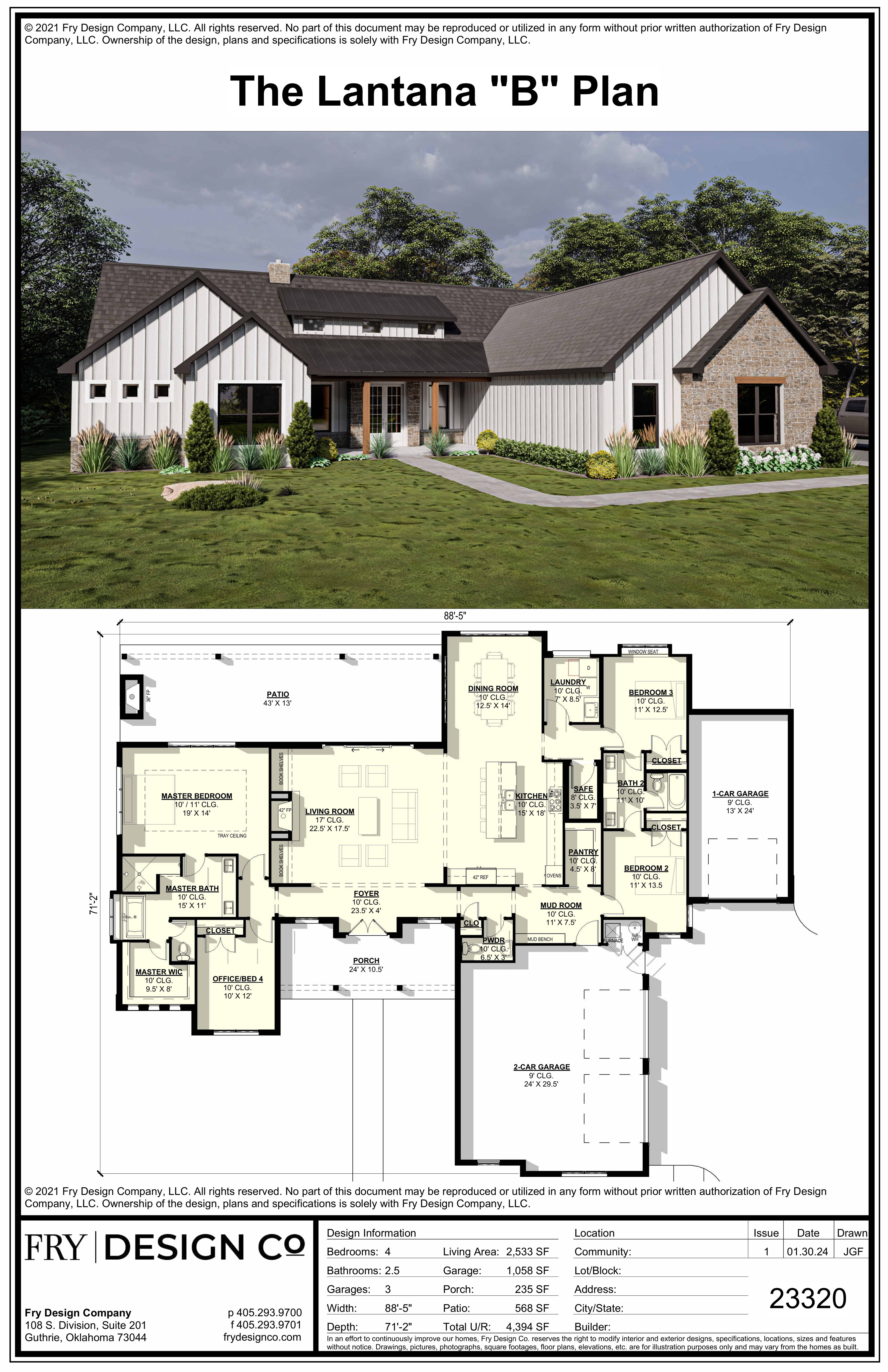 Lantana B Plan (4/2.5/3 2,533 SF)