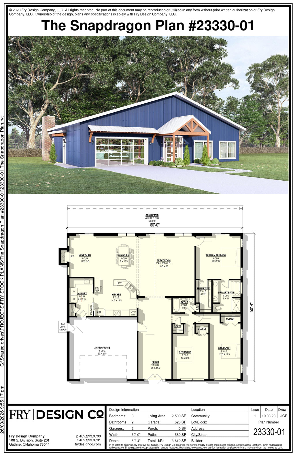 Snapdragon Plan (3/2/2 2,509 SF)