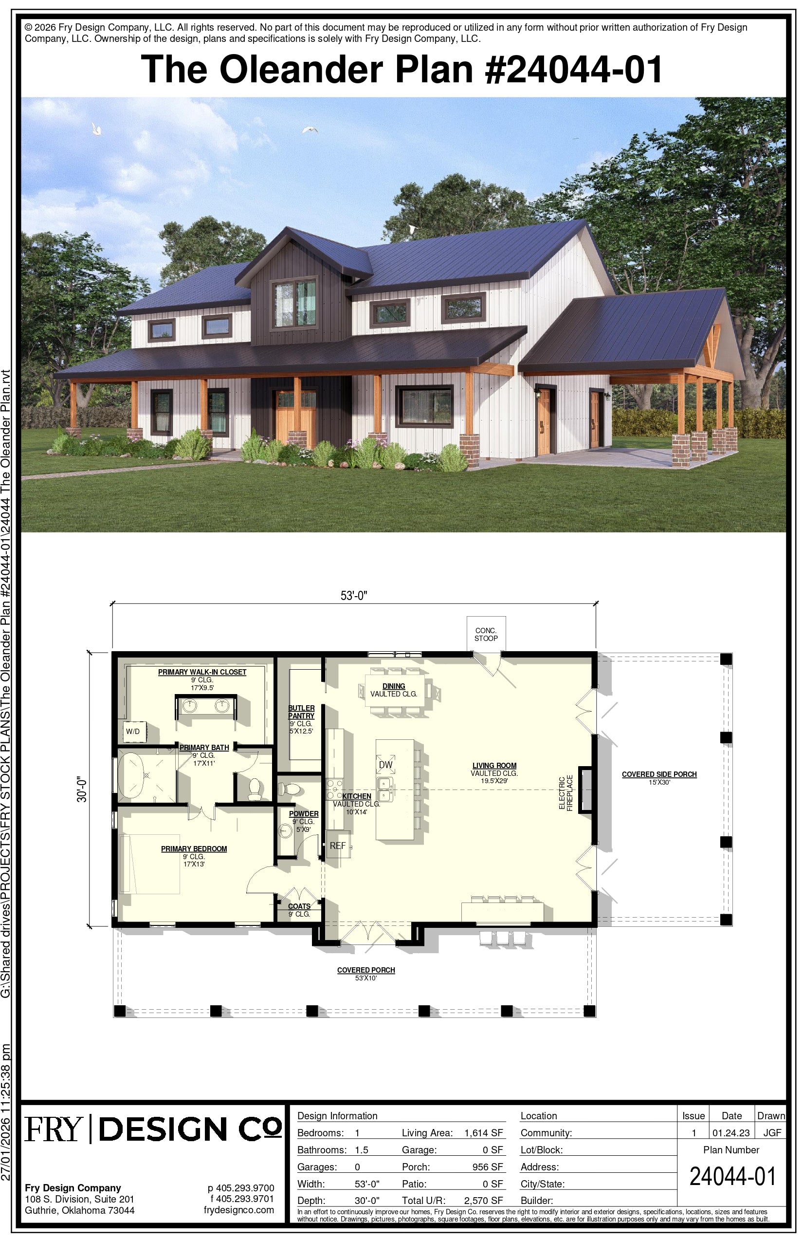 Oleander Plan (1/1.5/0 1,614 SF)