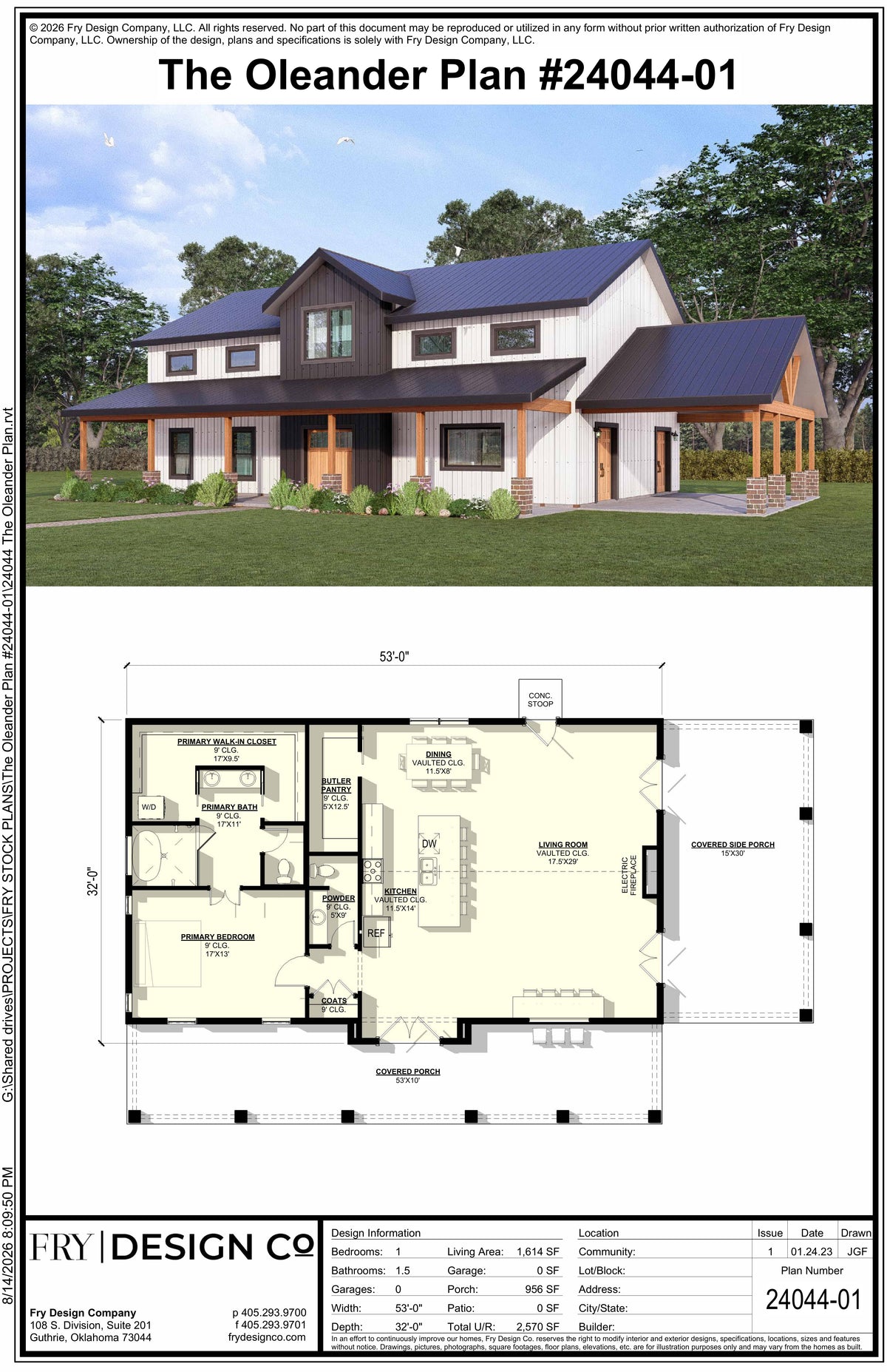 Oleander Plan (1/1.5/0 1,614 SF)