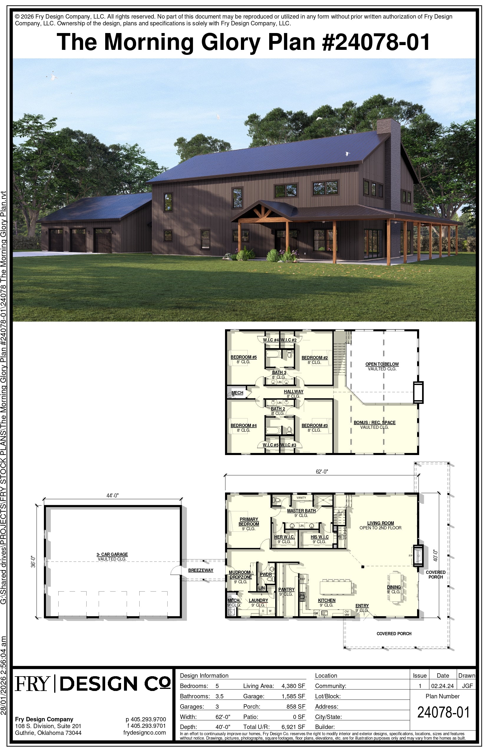 Morning Glory Plan (5/3.5/3 4,380 SF)
