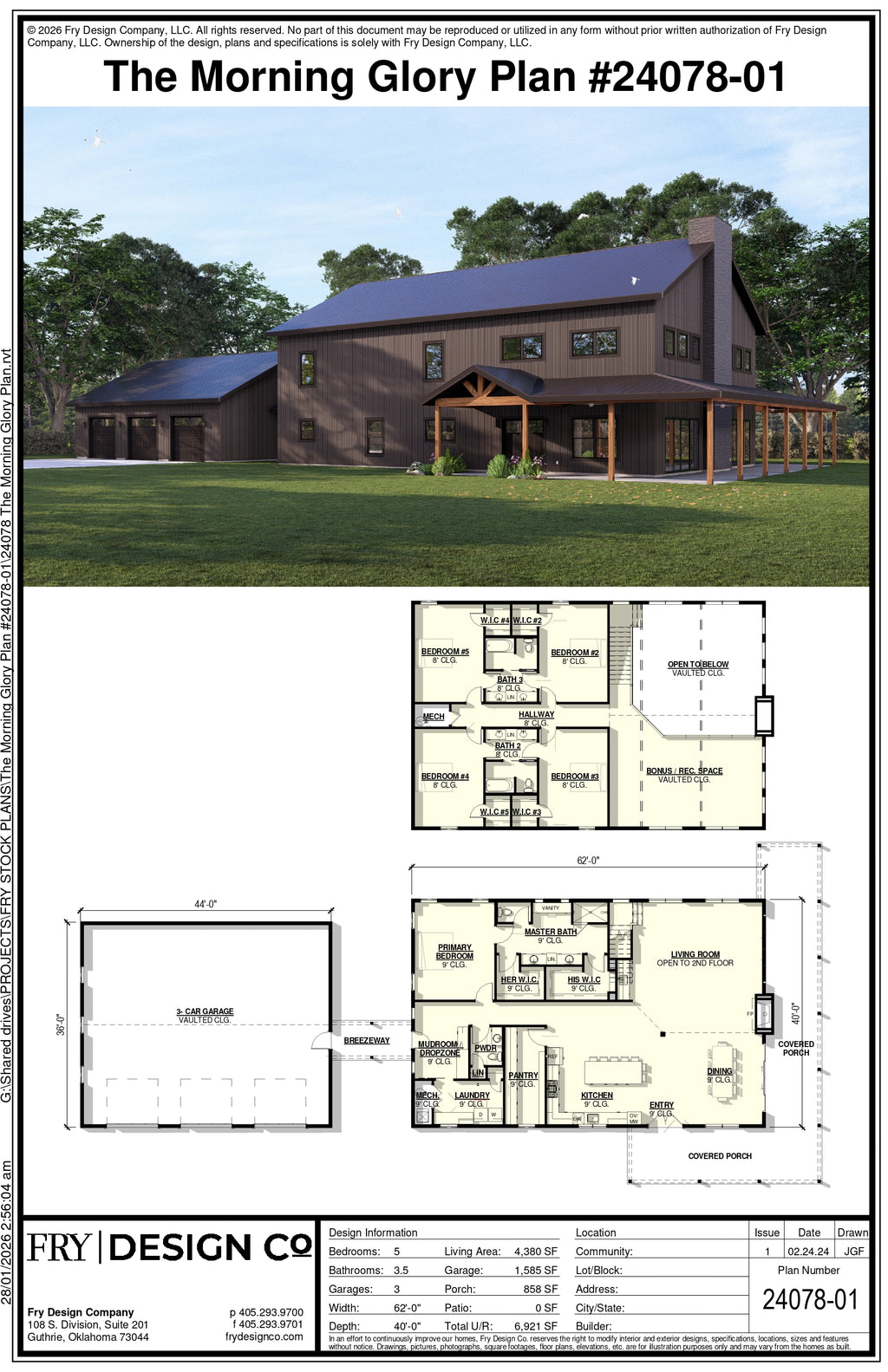 Morning Glory Plan (5/3.5/3 4,380 SF)