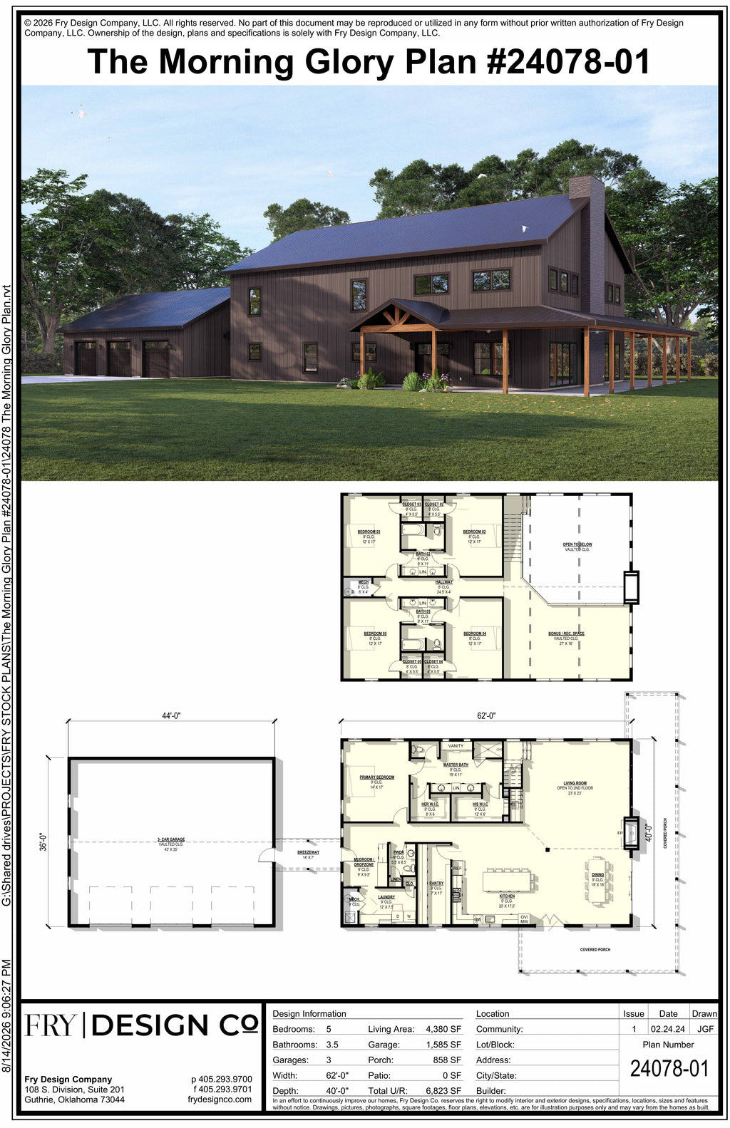 Morning Glory Plan (5/3.5/3 4,380 SF)