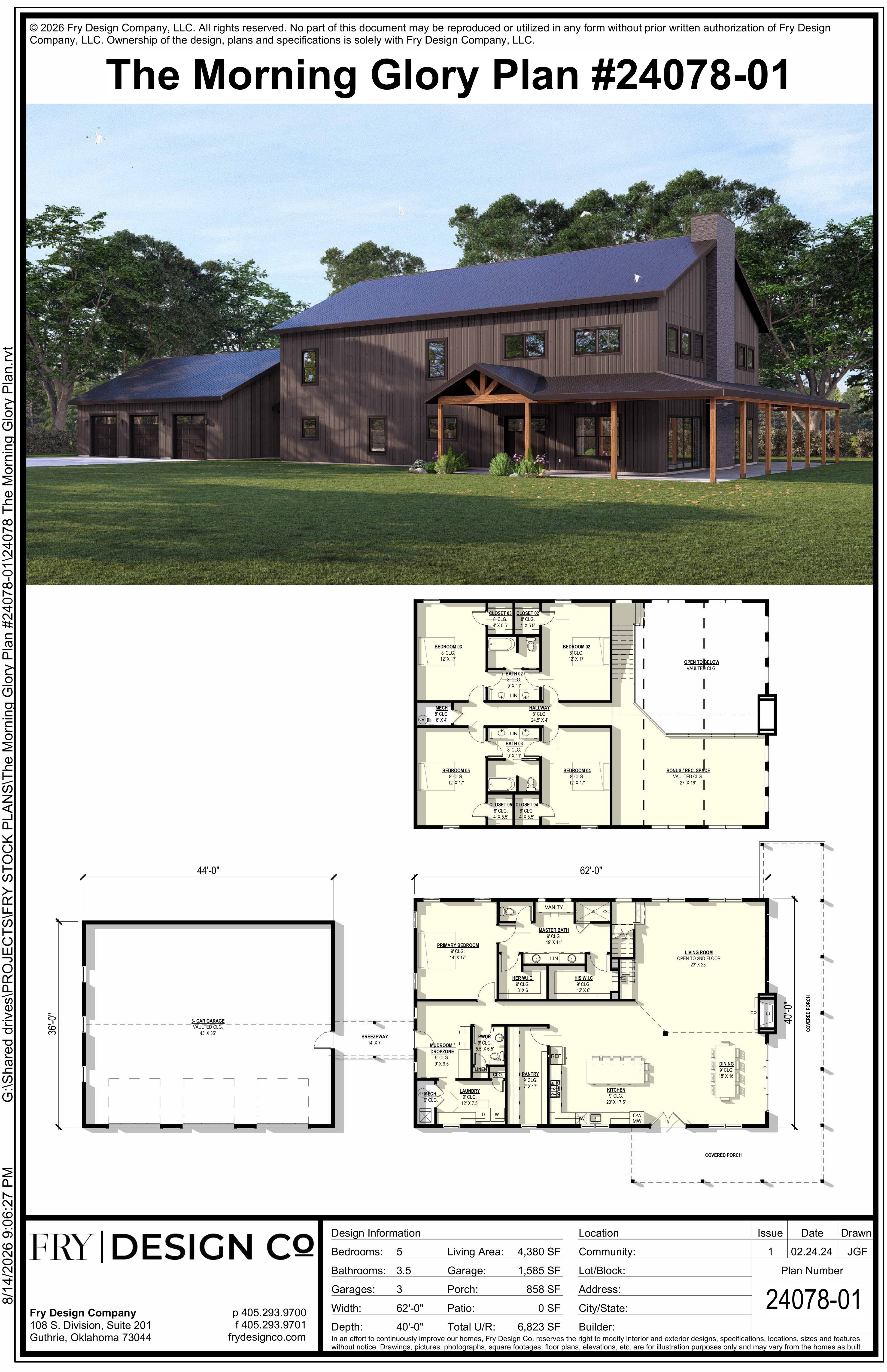 Morning Glory Plan (5/3.5/3 4,380 SF)