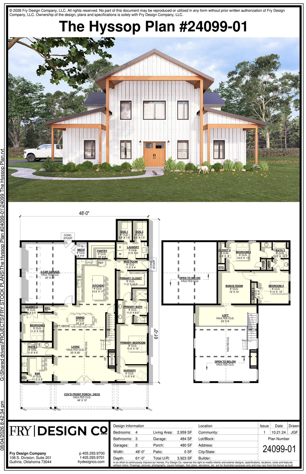 Hyssop Plan (4/3/2 2,959 SF)