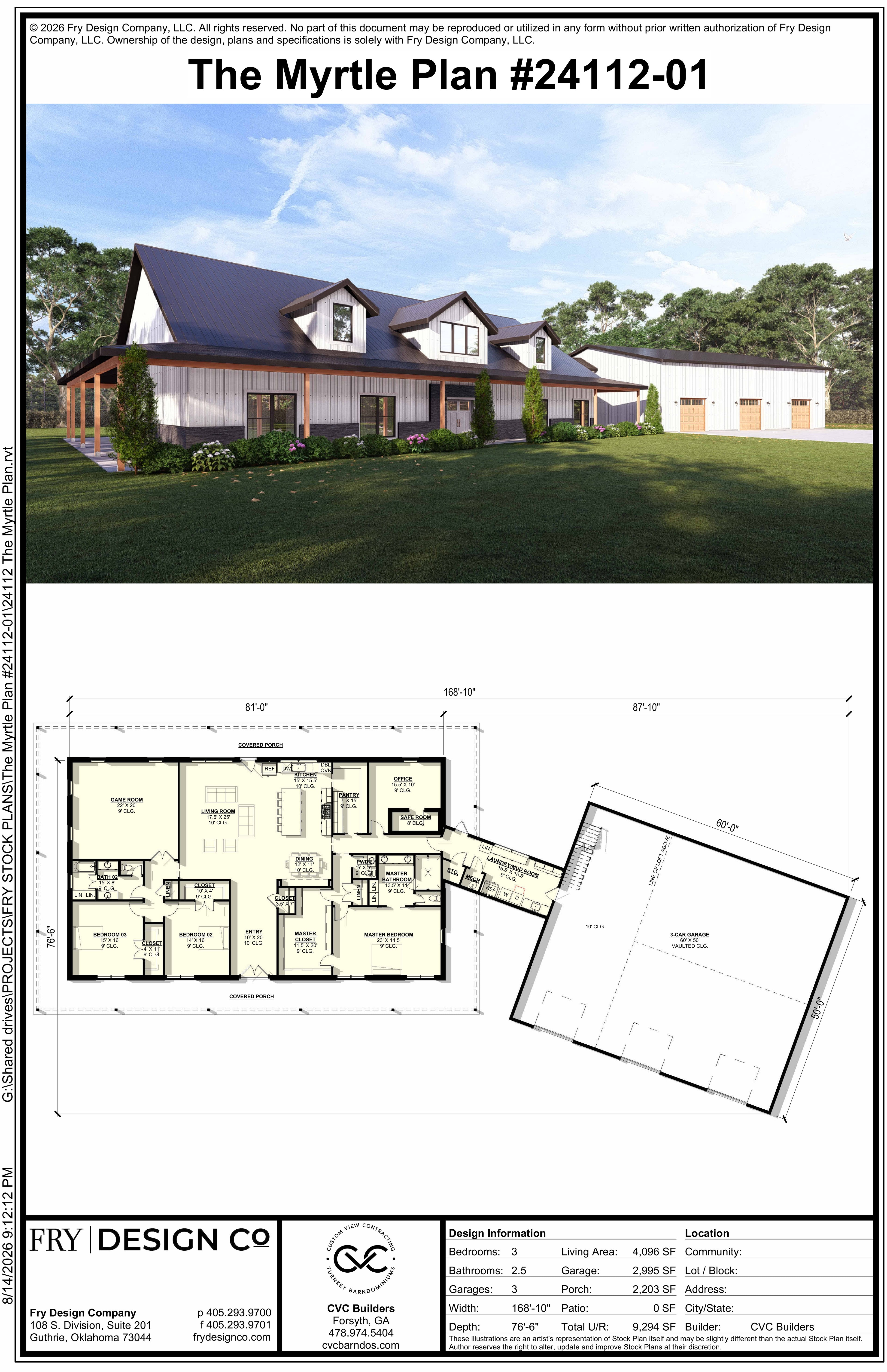 Myrtle Plan (3/2.5/3 4,096 SF)