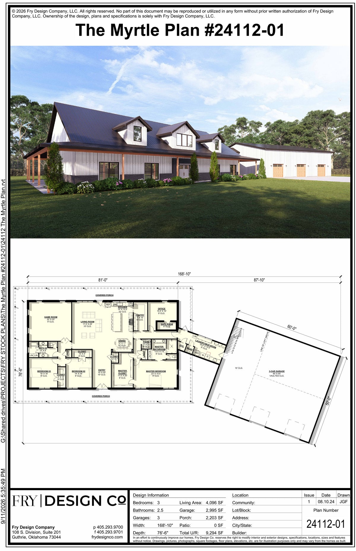 Myrtle Plan (3/2.5/3 4,096 SF)