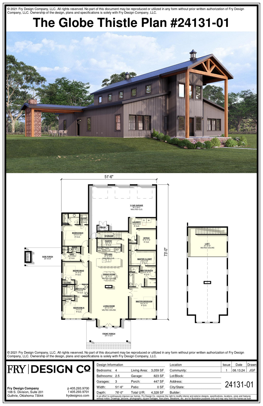Globe Thistle Plan (4/2.5/3 3,059 SF)